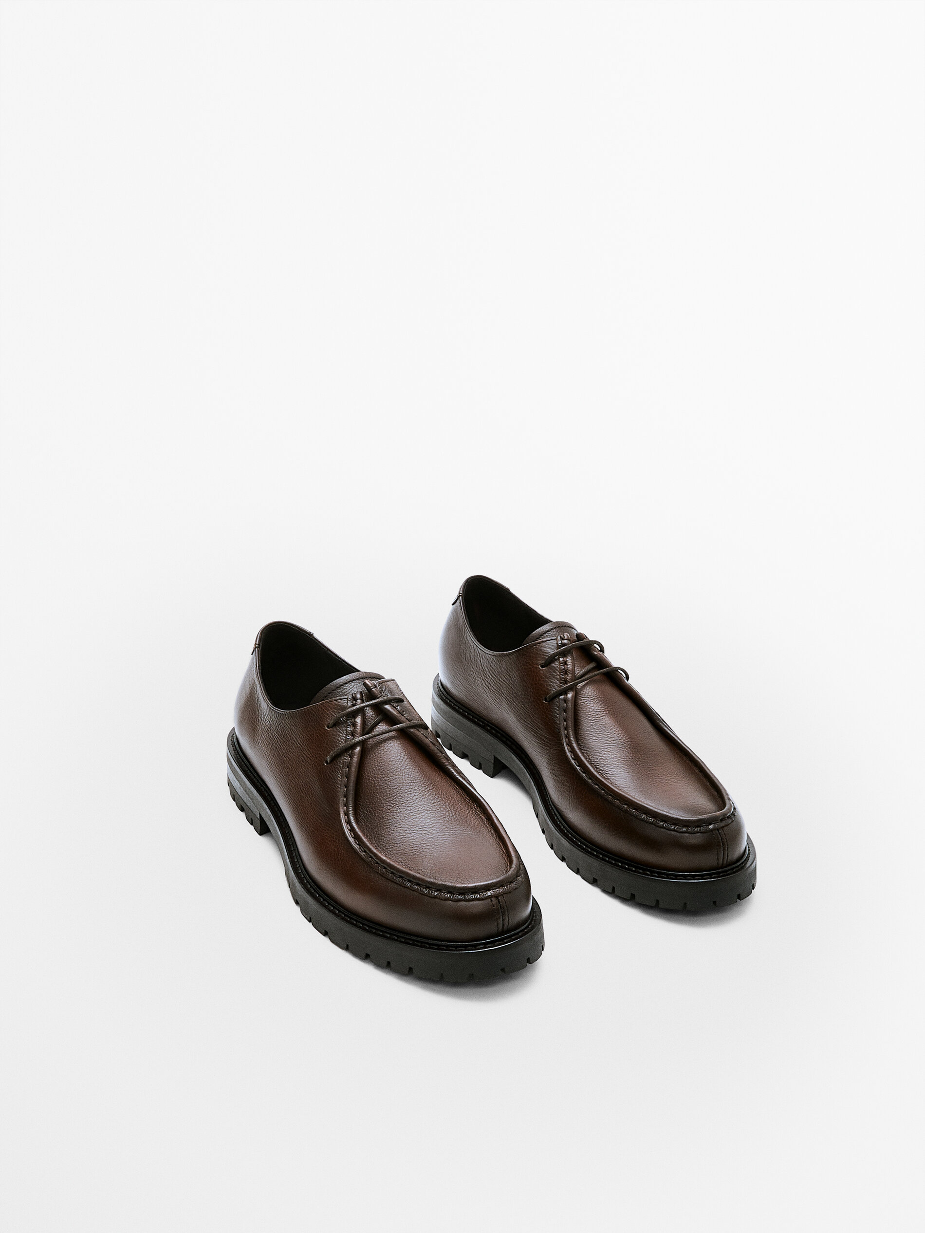 BROWN LEATHER SHOES - Massimo Dutti Hungary
