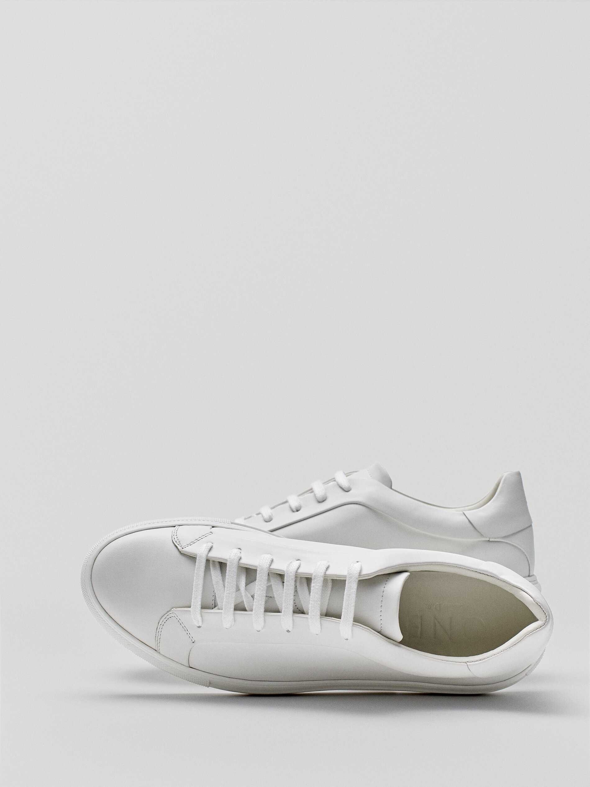 Massimo dutti white leather sneakers Clearance