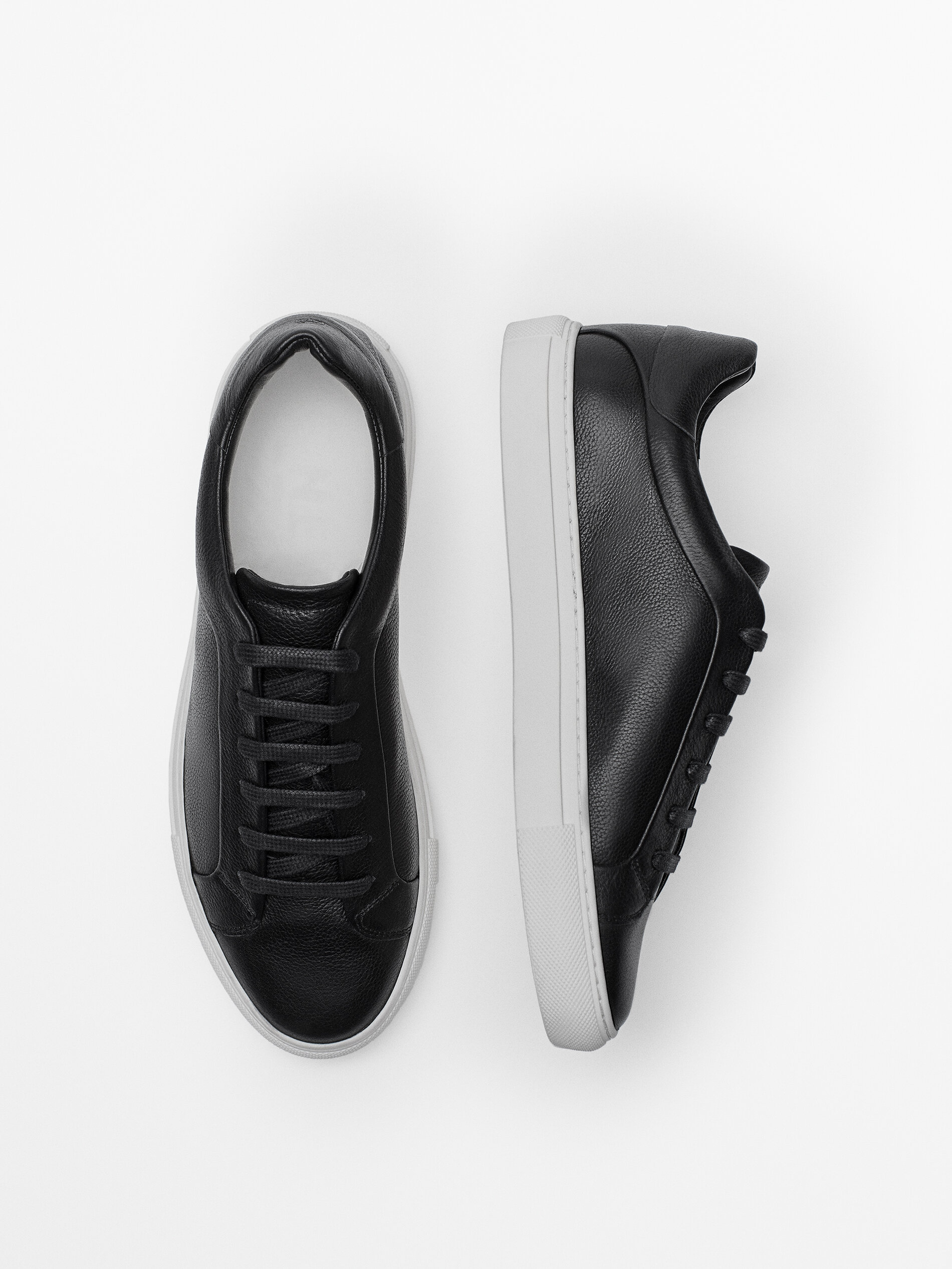 black all leather trainers