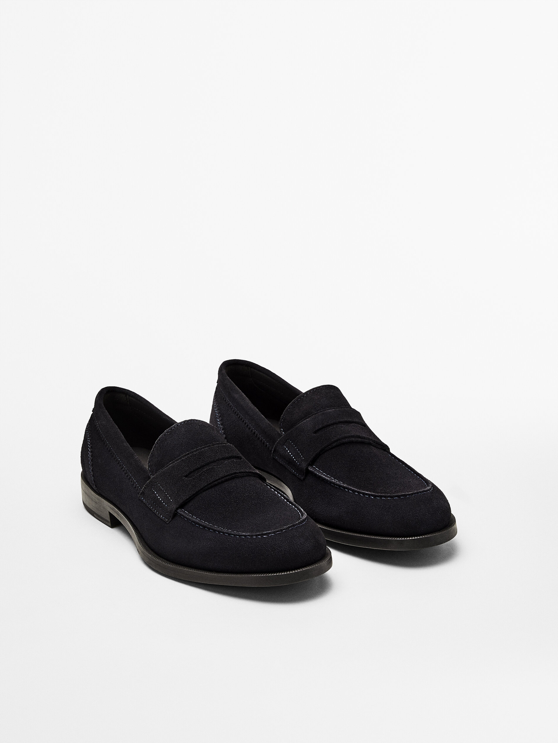 MOCASSINI IN PELLE SCAMOSCIATA BLU - Massimo Dutti Italia