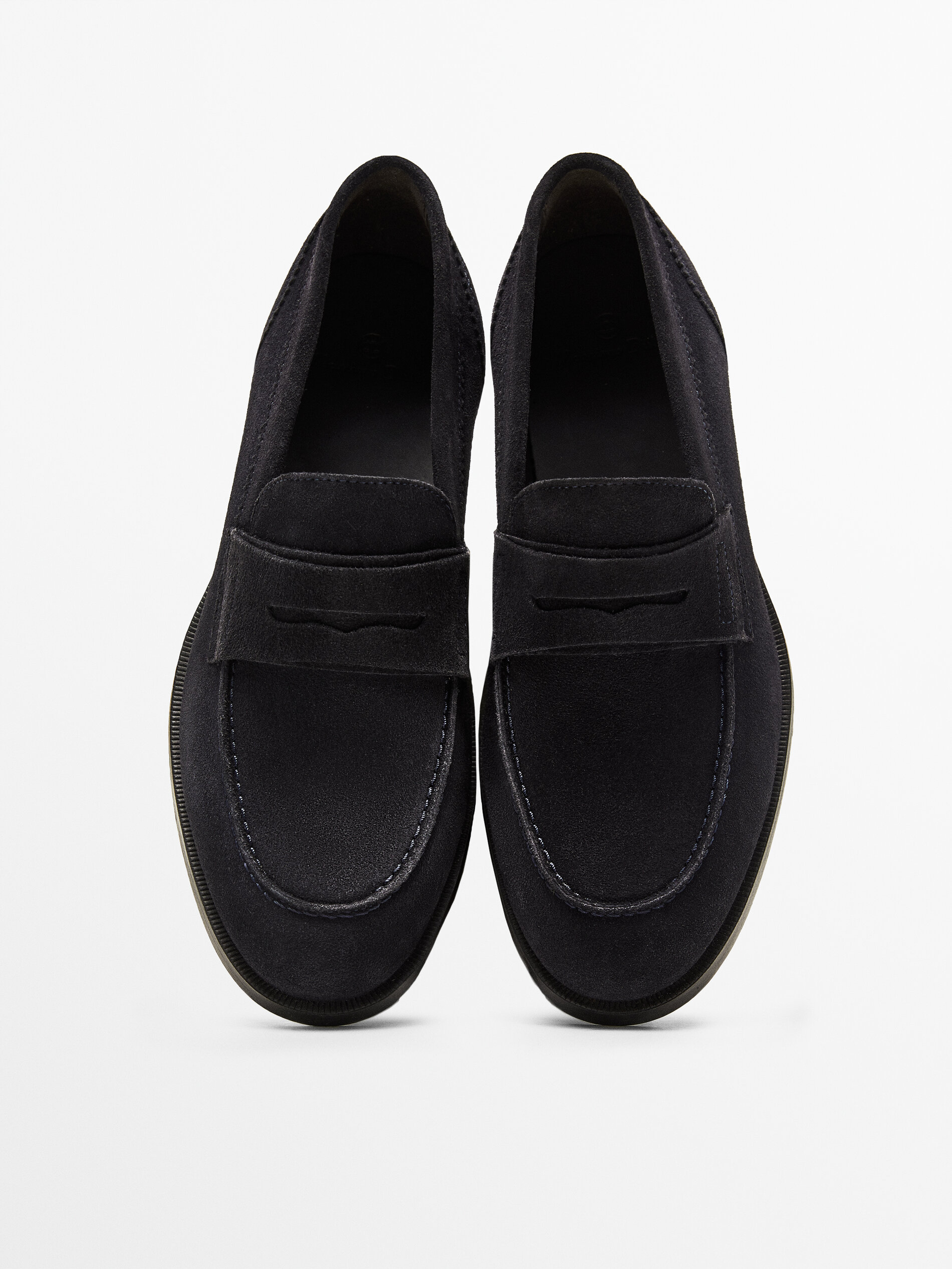 MOCASSINI IN PELLE SCAMOSCIATA BLU - Massimo Dutti Italia