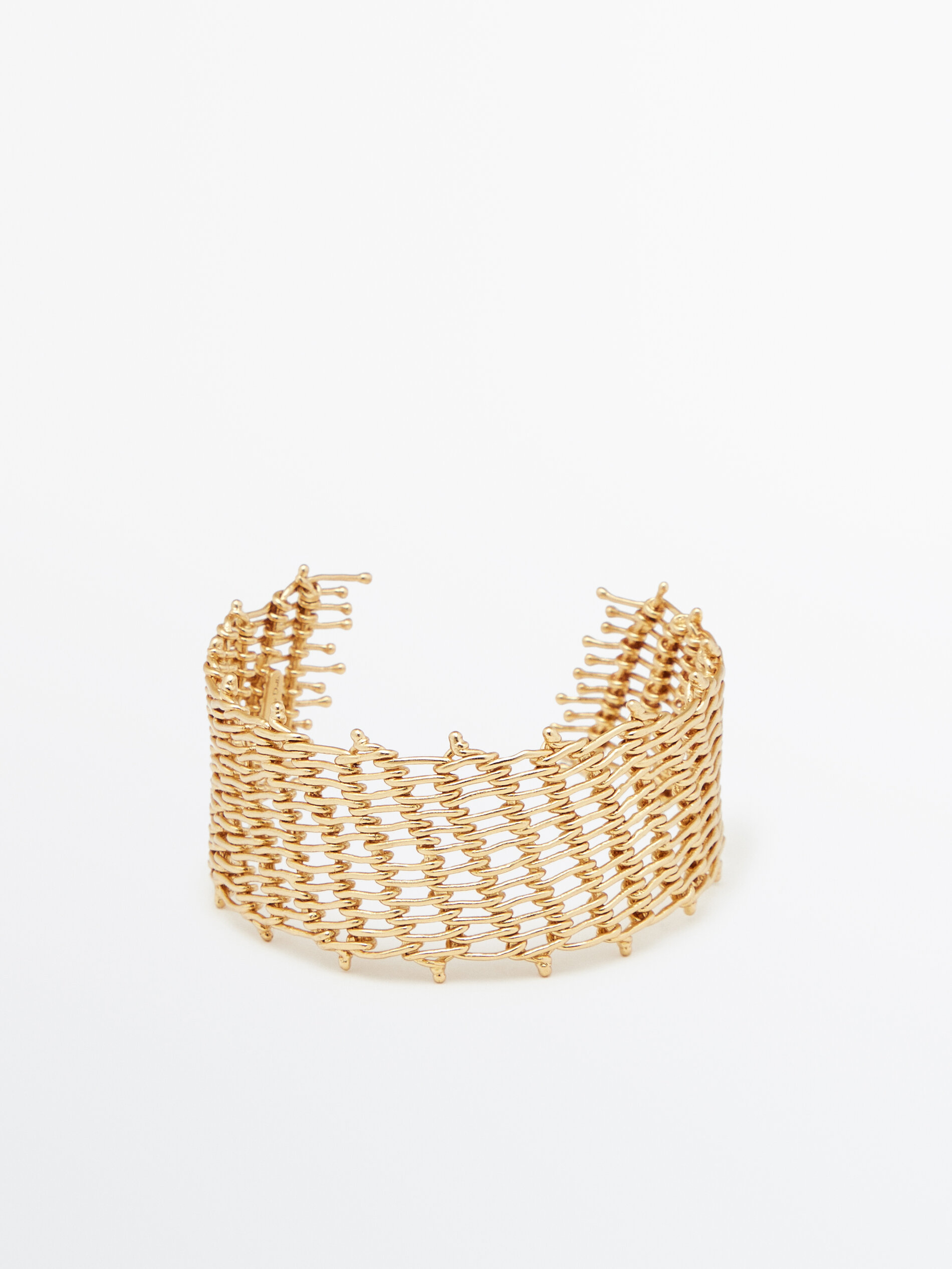 Gold plated mesh open cuff bracelet Golden Accessories
