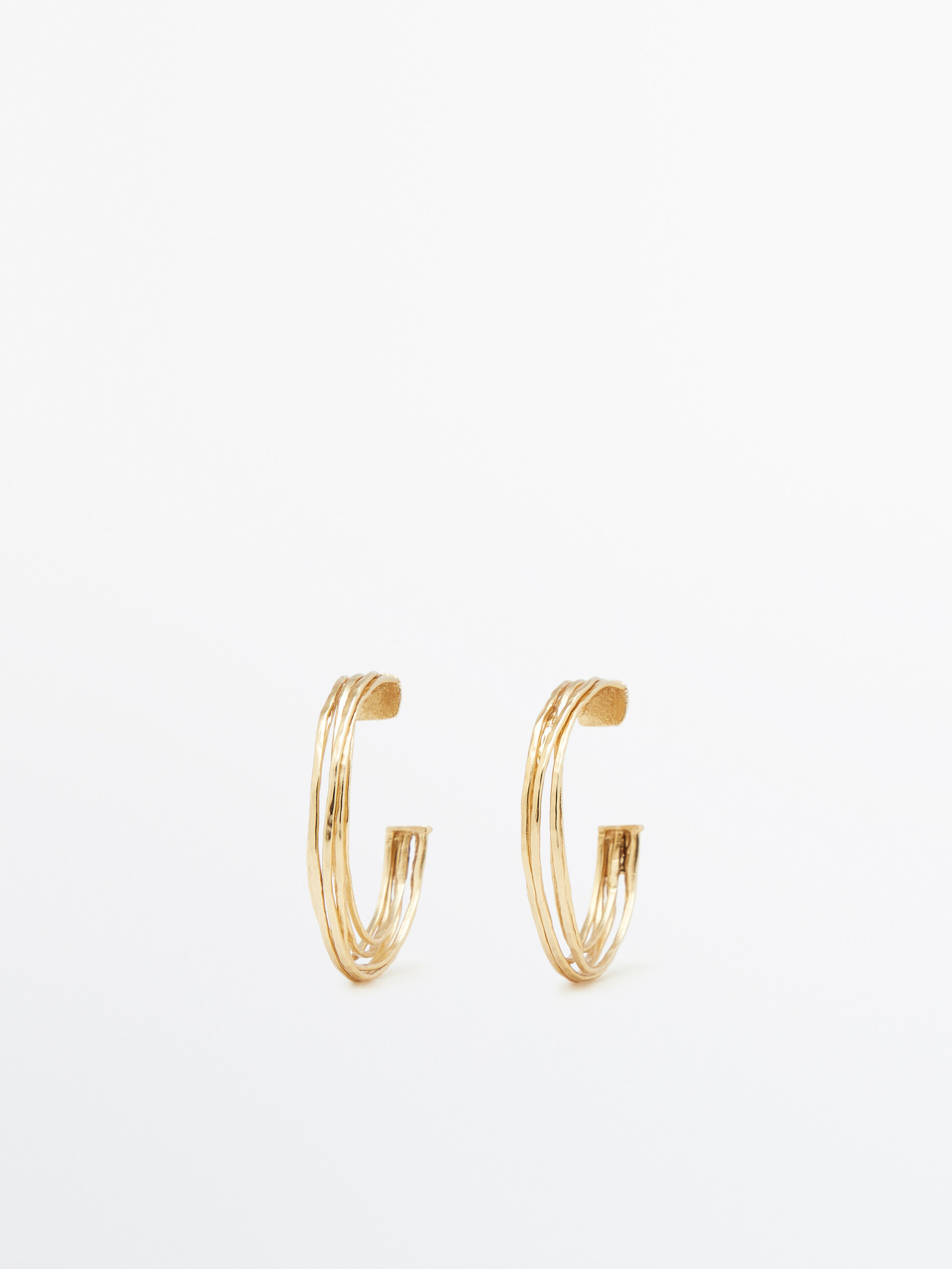 Gold plated textured multi hoop earrings Golden Accessories