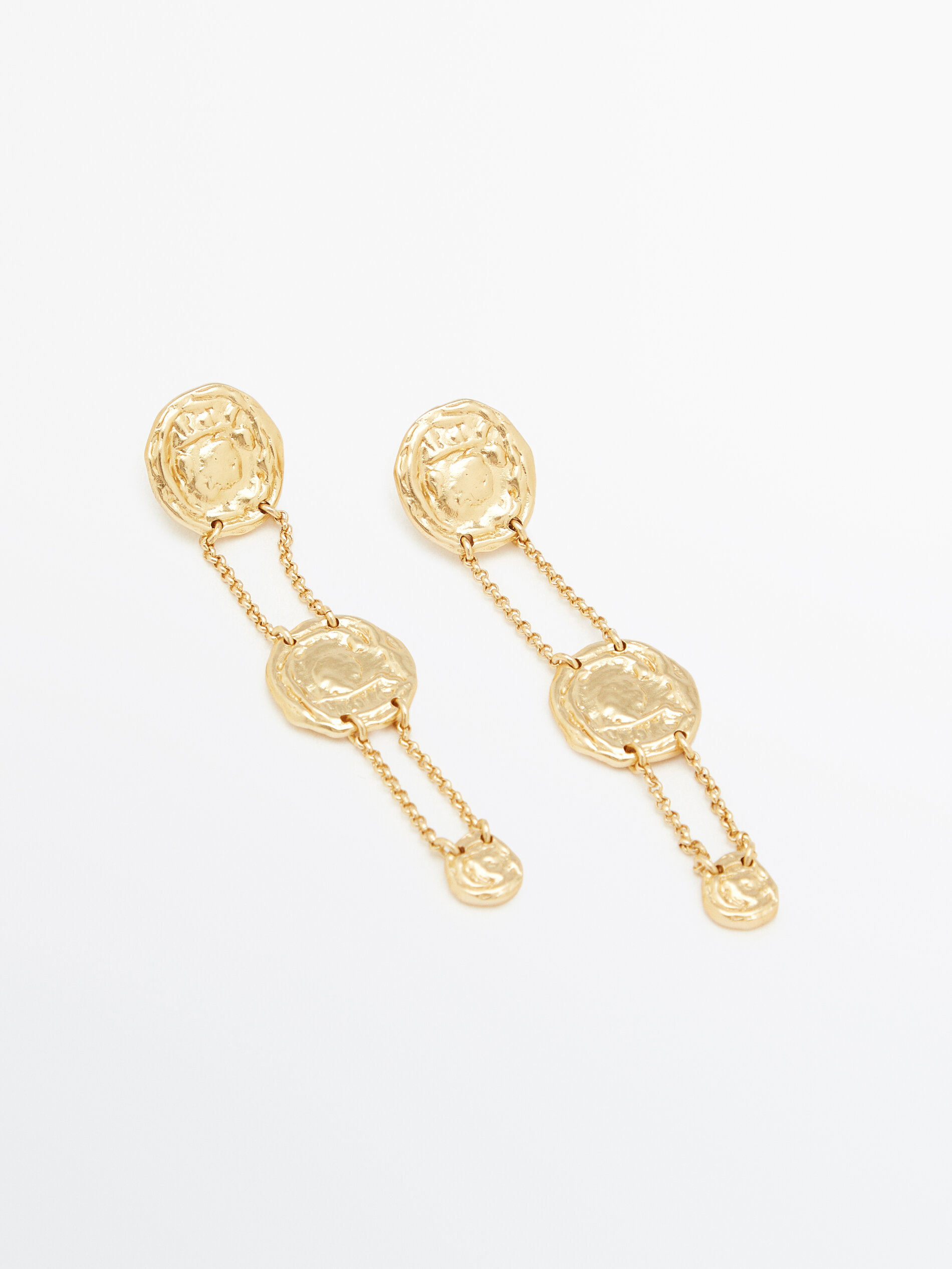 Gold plated coin dangle earrings Golden Accessories Massimo