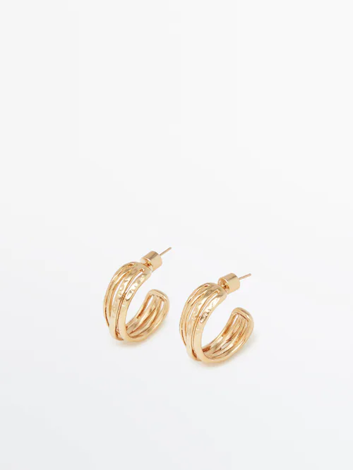 Beugel Oneerlijk droogte Gold-plated minimalist hoop earrings - Massimo Dutti