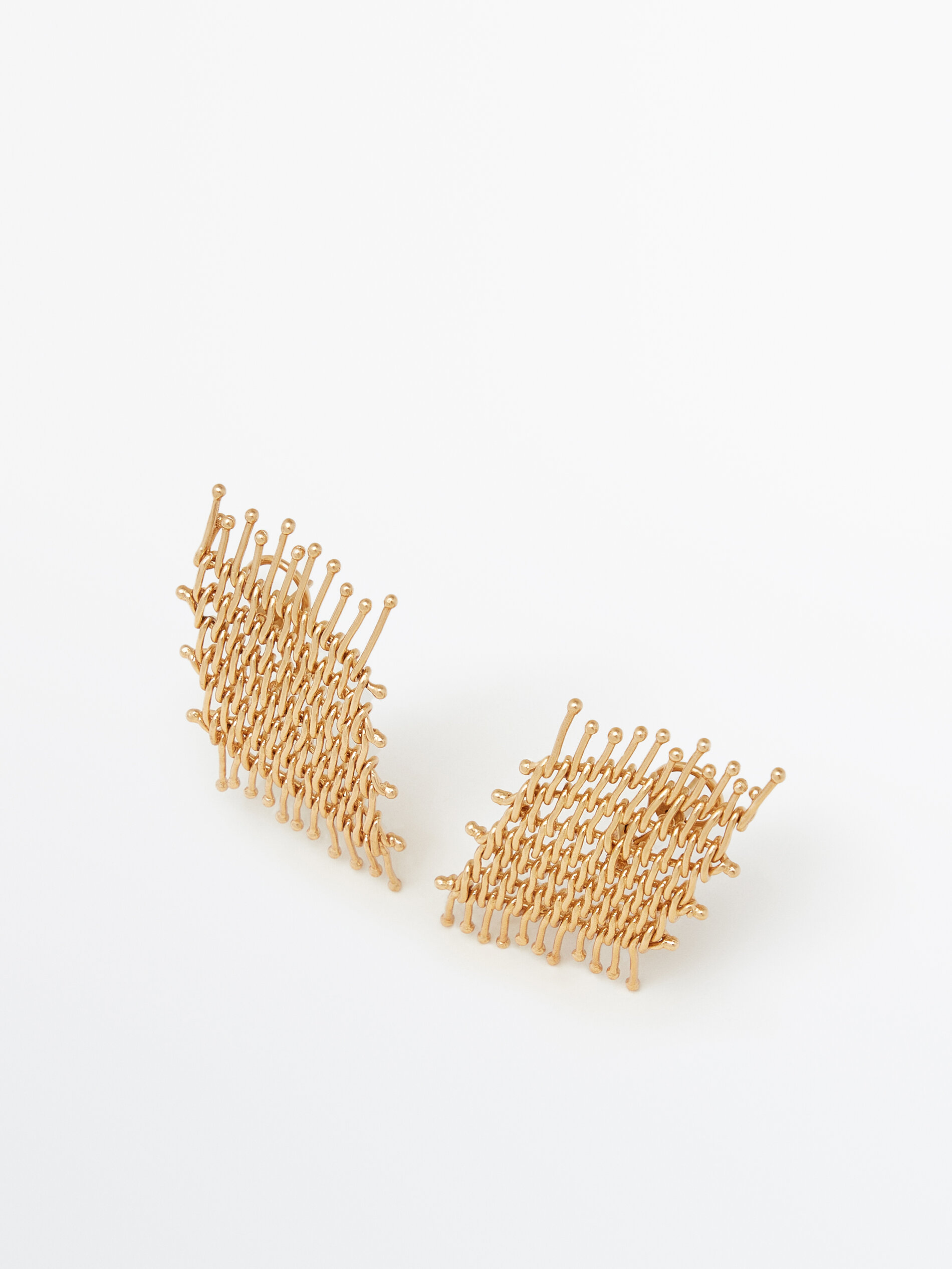 Gold plated mesh dangle earrings Golden Accessories Massimo