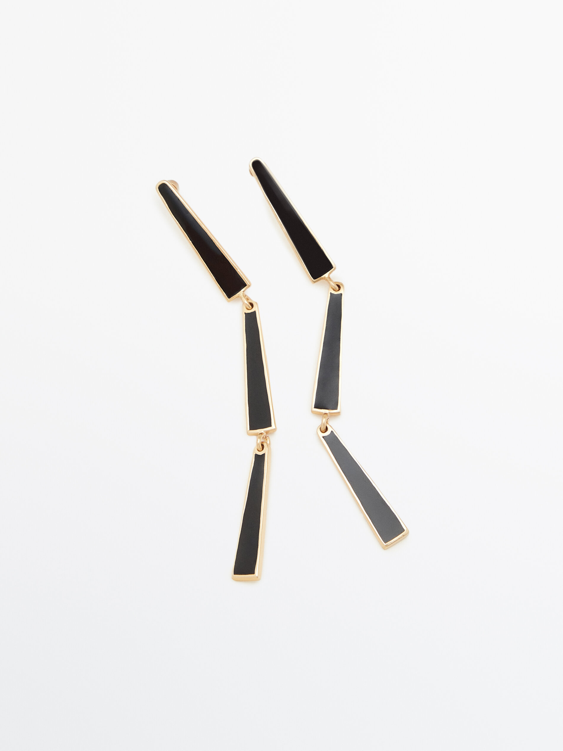 Gold plated dangle earrings with enamel detail