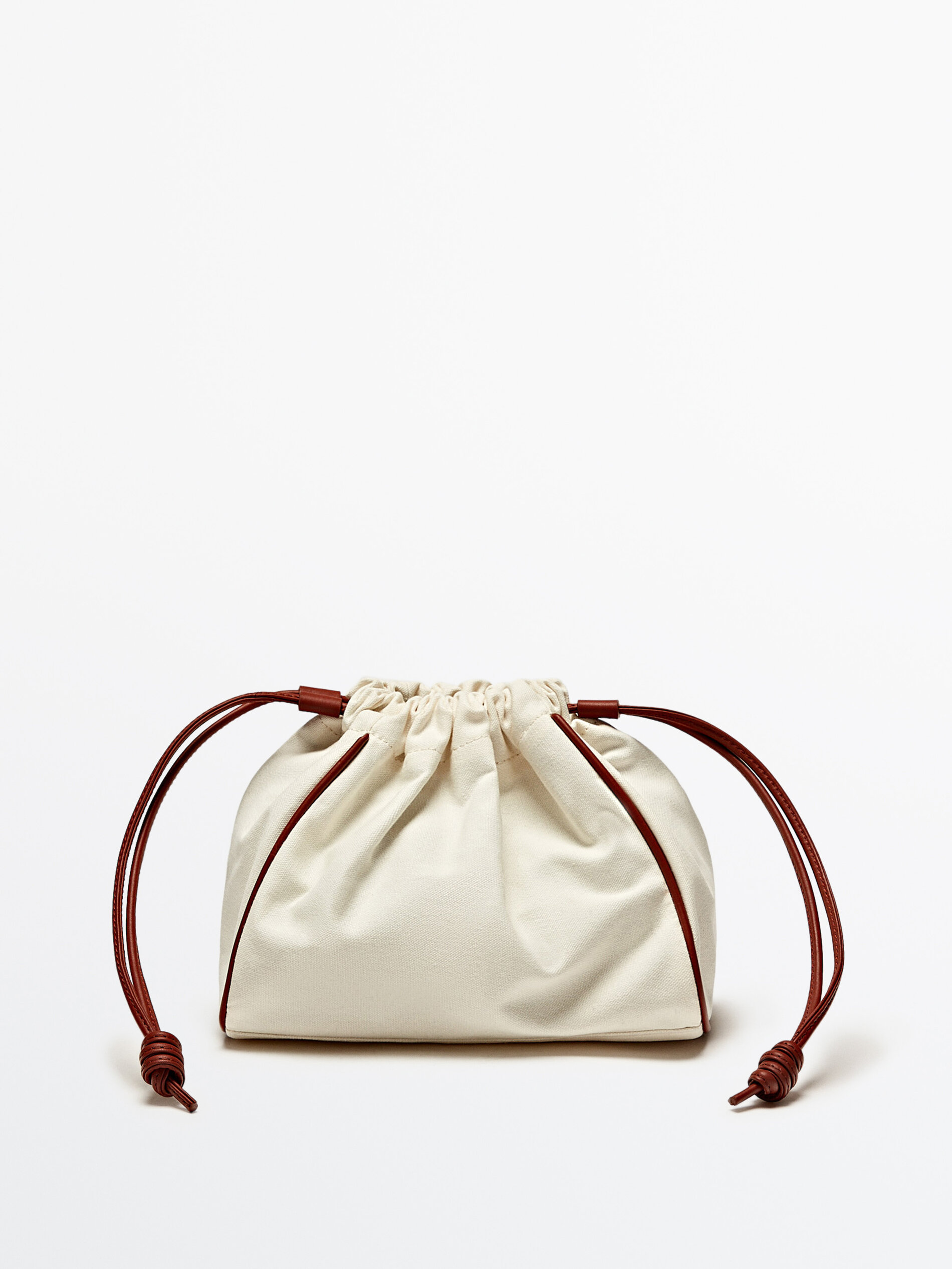Pouch bag with leather details · Leather, Beige, Black