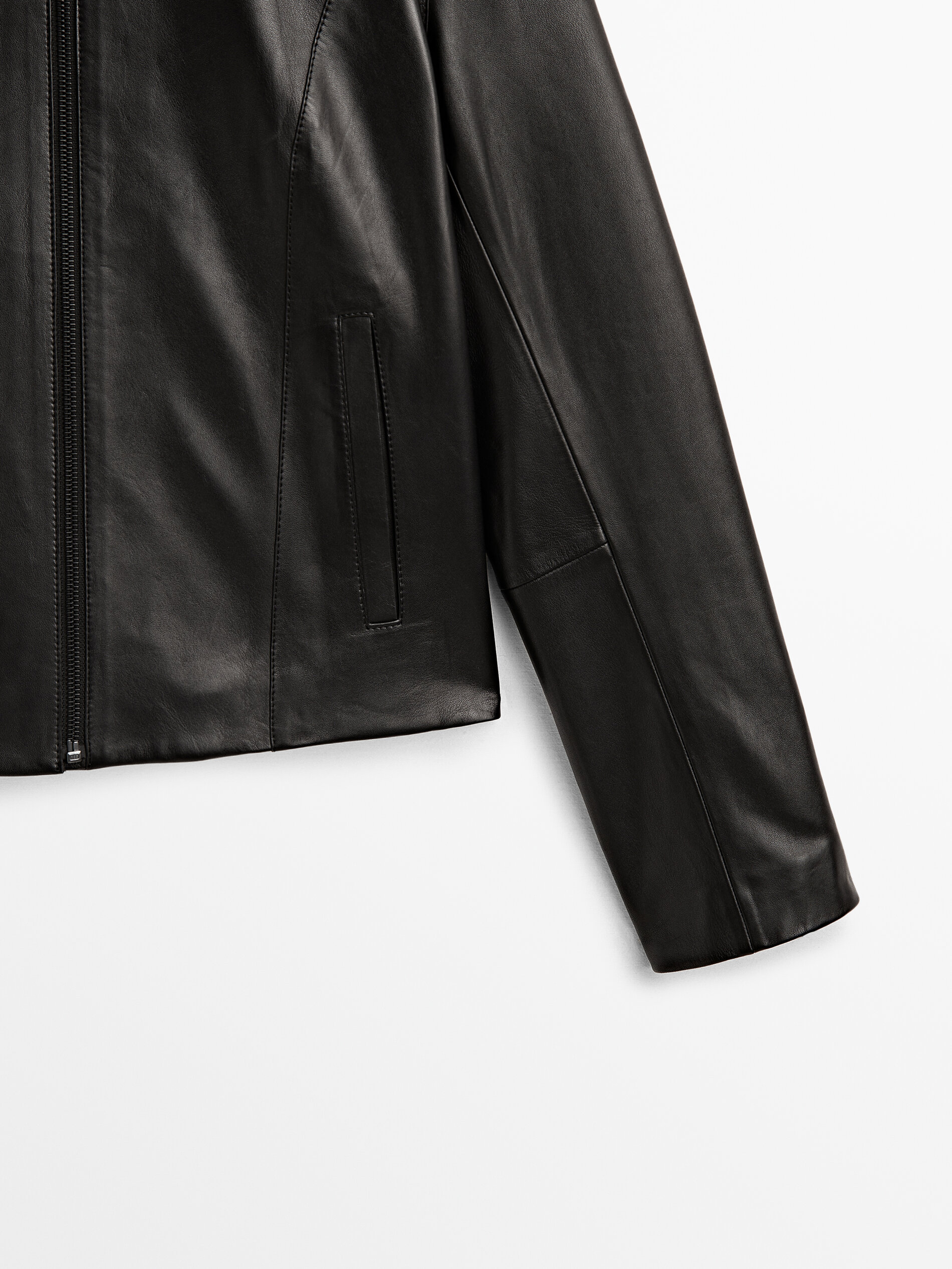 Black nappa leather jacket Black Skirts Massimo Dutti