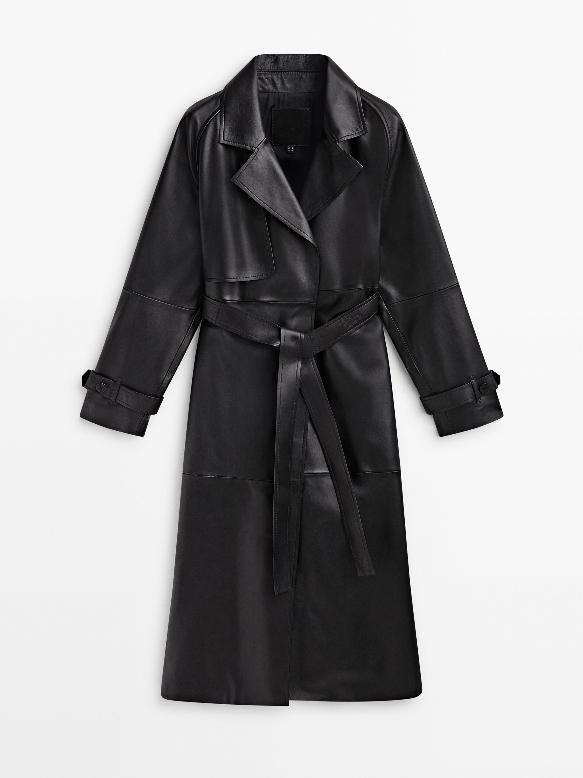 Nappa leather trench style coat with belt Black Skirts