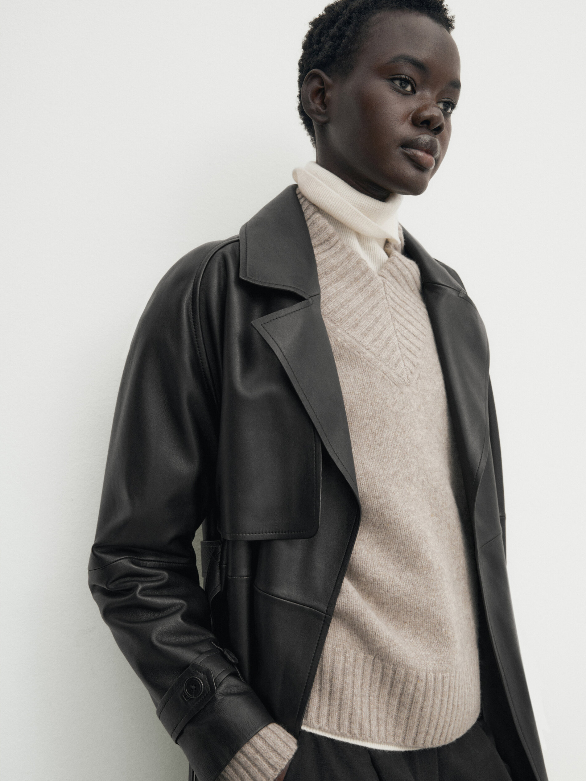 Massimo dutti leather trench hotsell