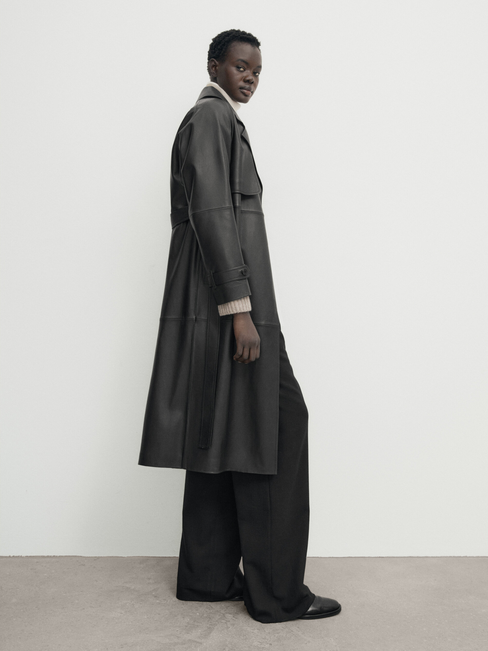 Massimo dutti sale leather trench coat