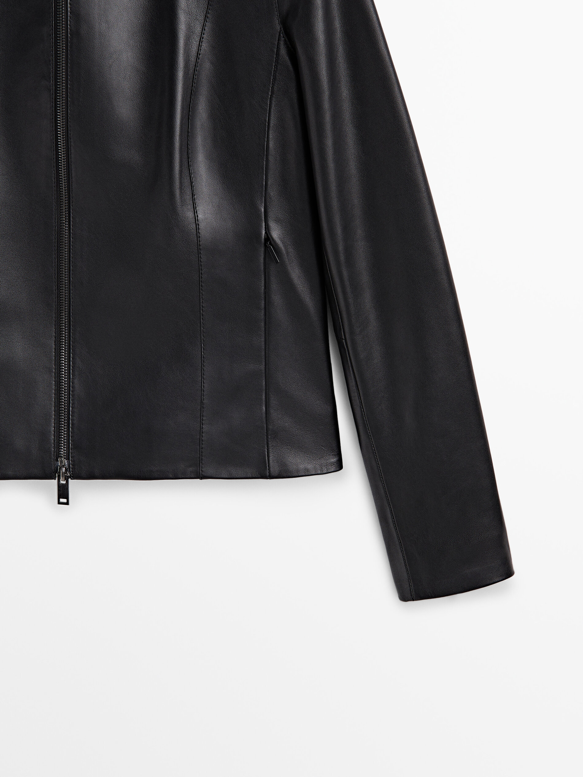 Massimo dutti black leather jacket shop