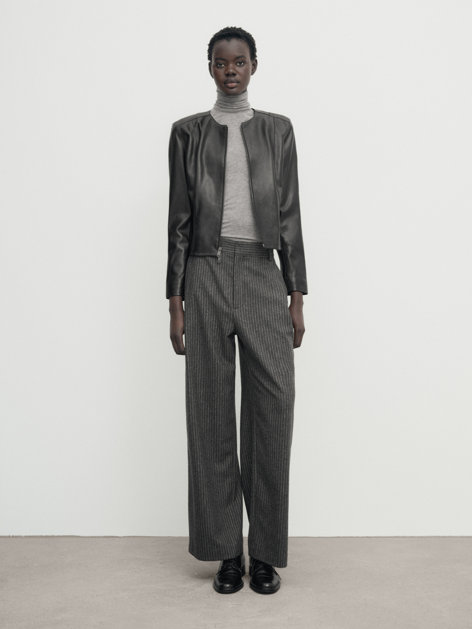 Massimo dutti black leather jacket shop