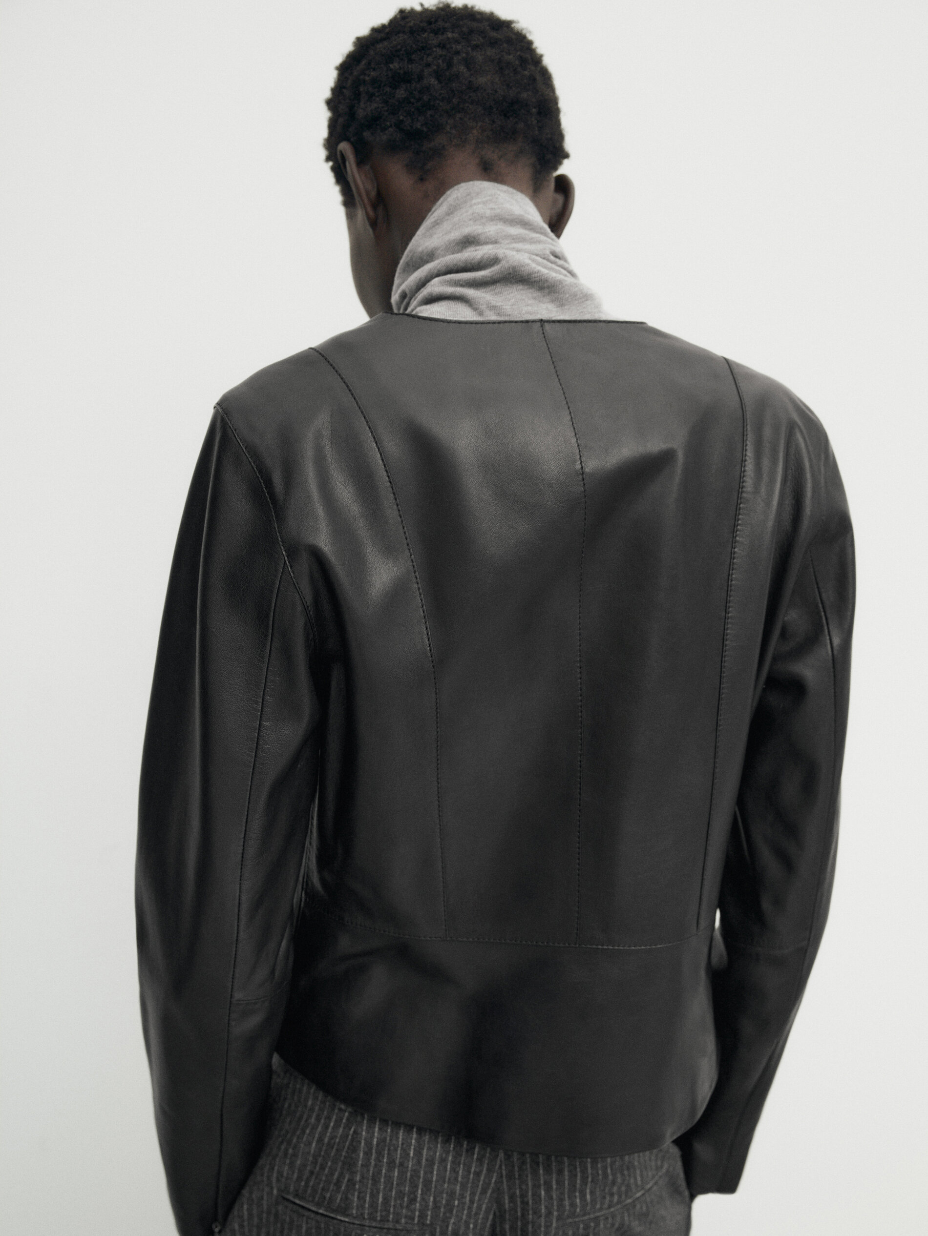 Black nappa leather jacket - Massimo Dutti