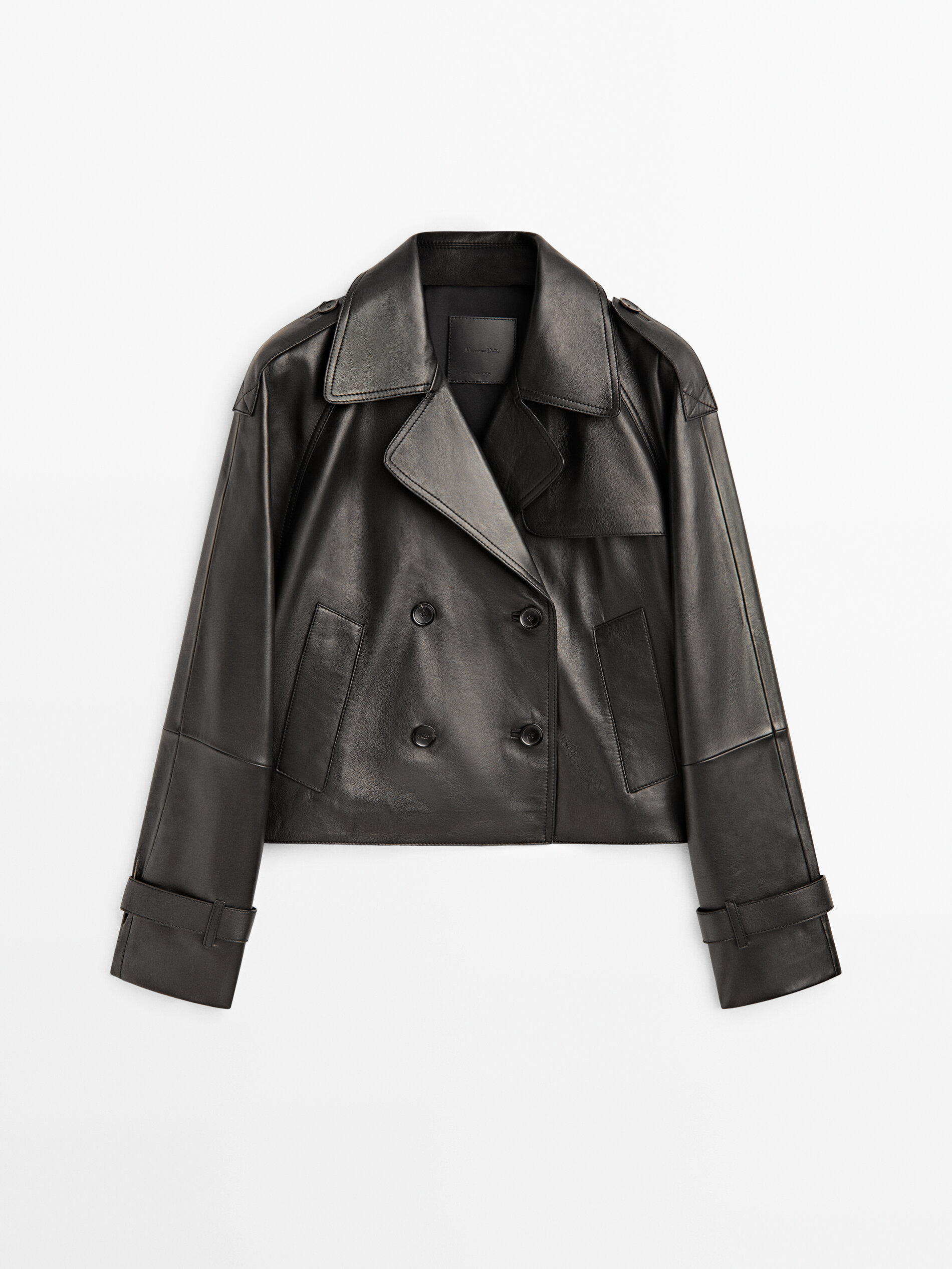Massimo dutti leather trench sales