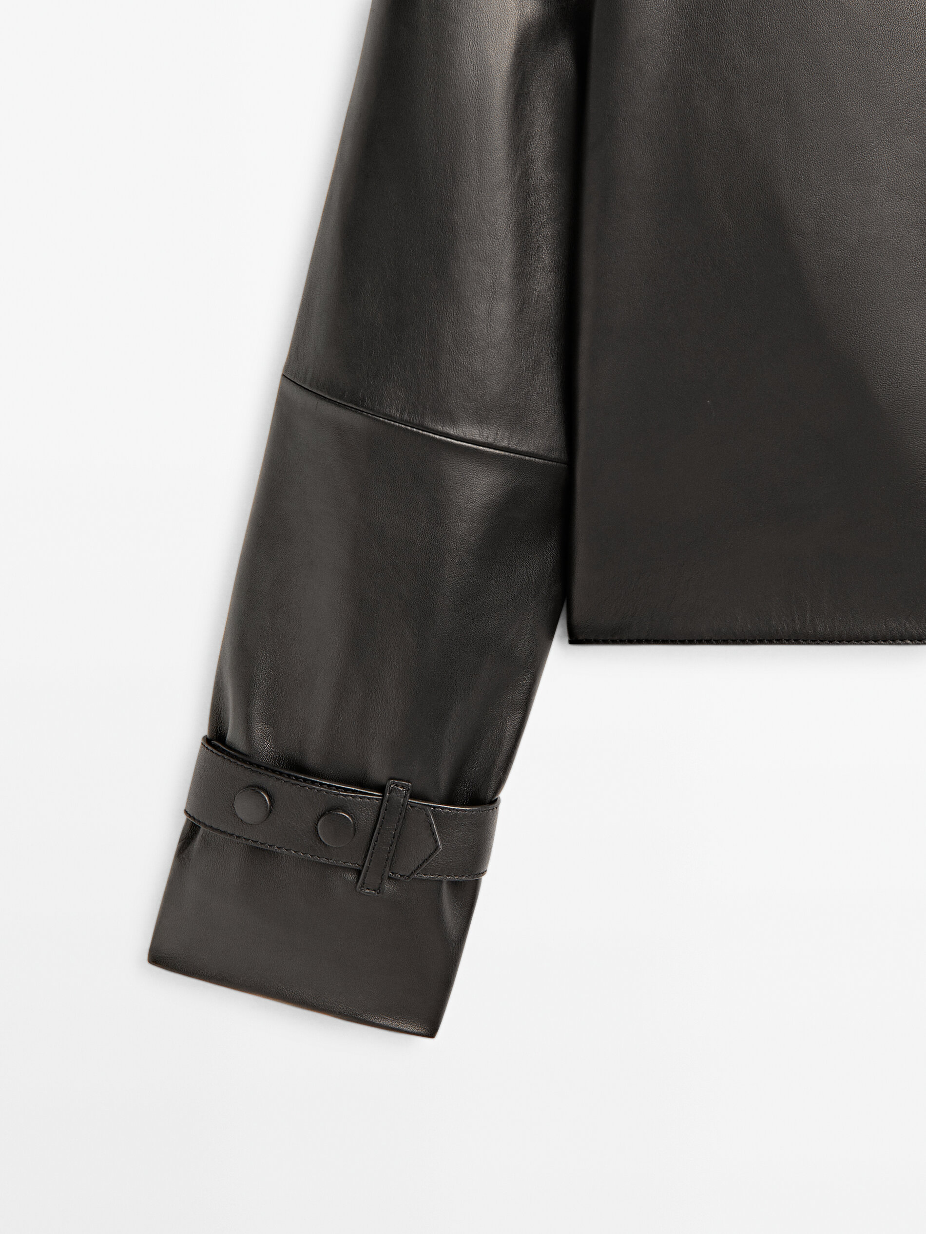 Cropped nappa leather trench coat