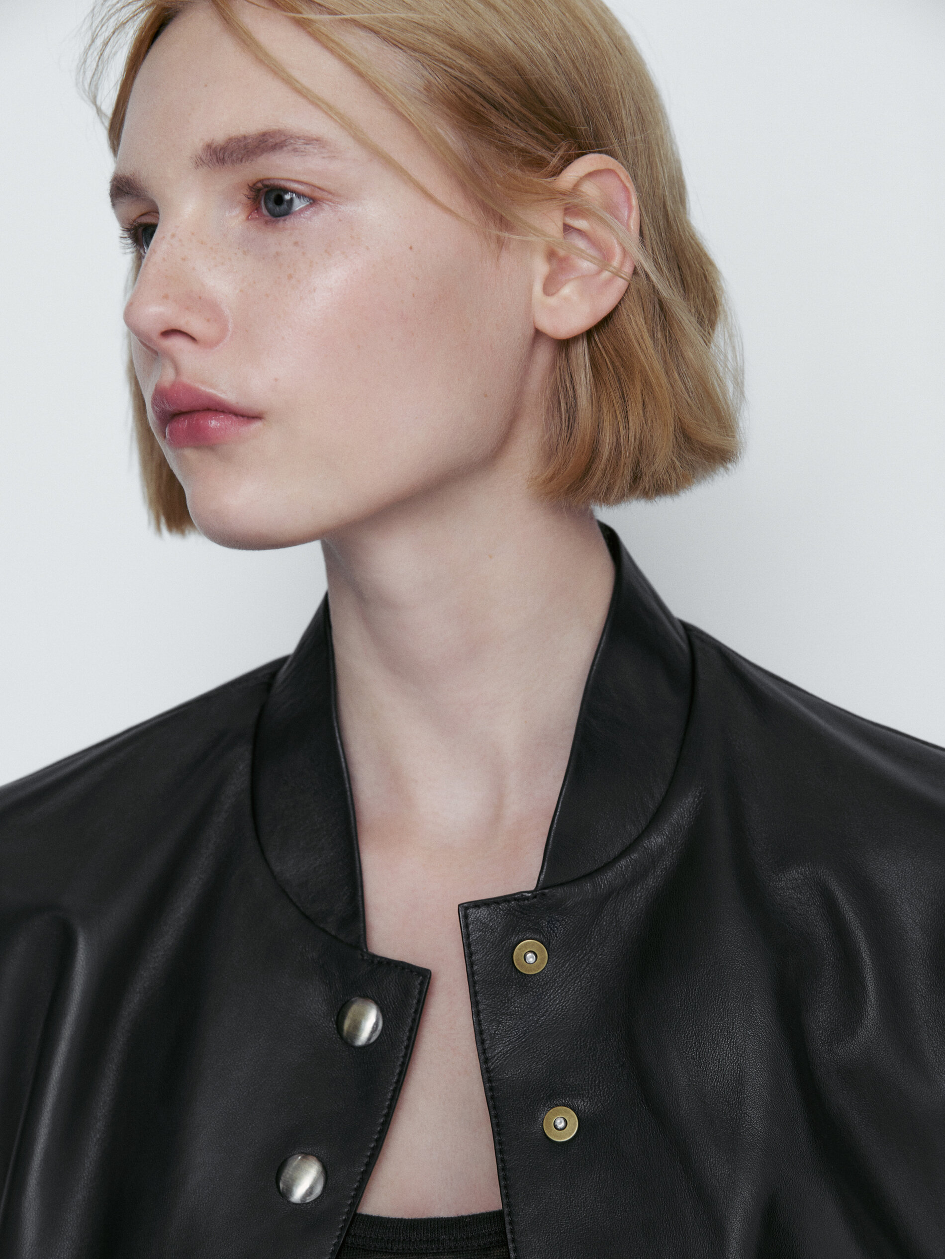 Nappa leather bomber jacket with buttons Black Skirts