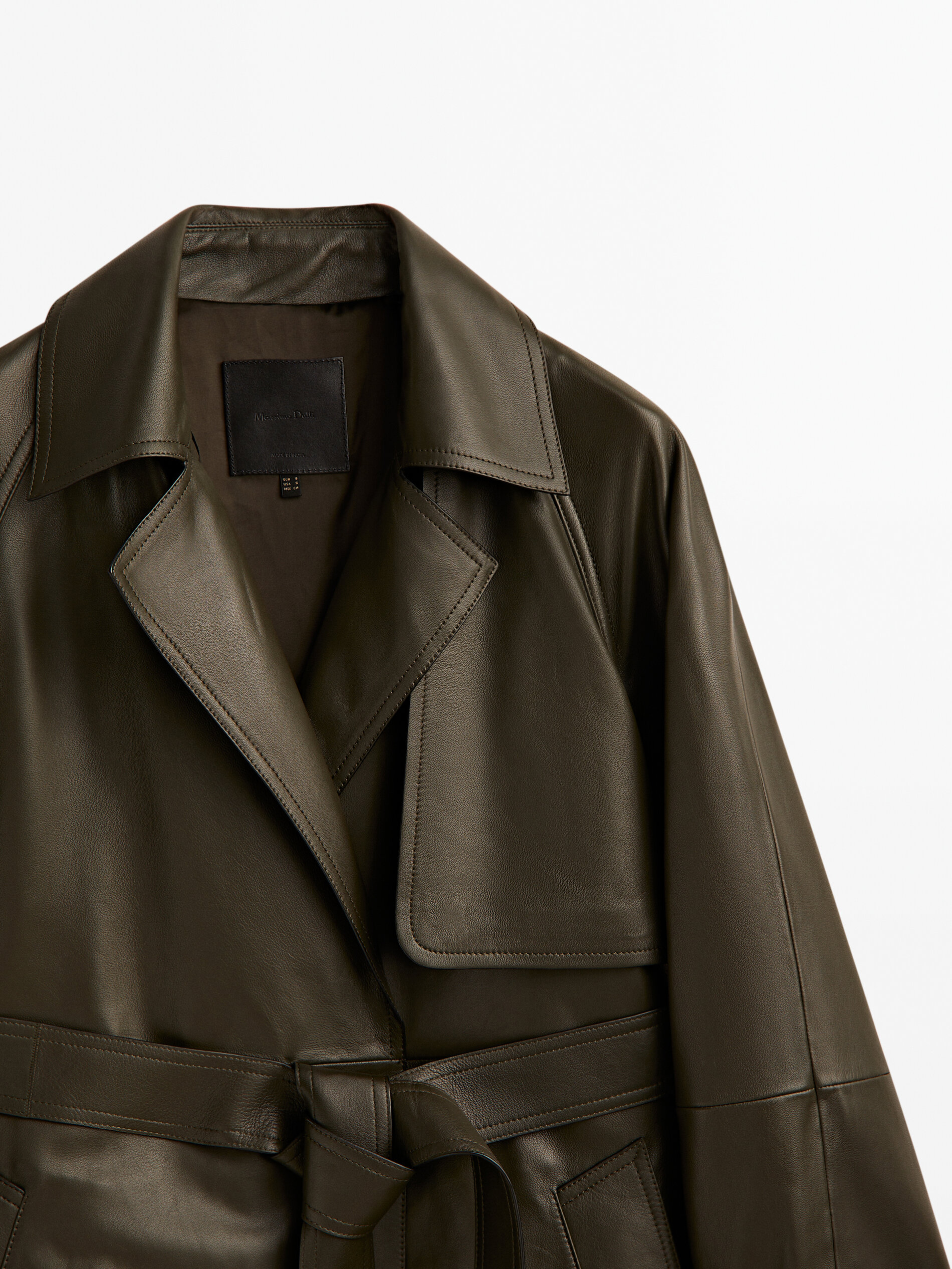 Massimo dutti leather trench outlet coat