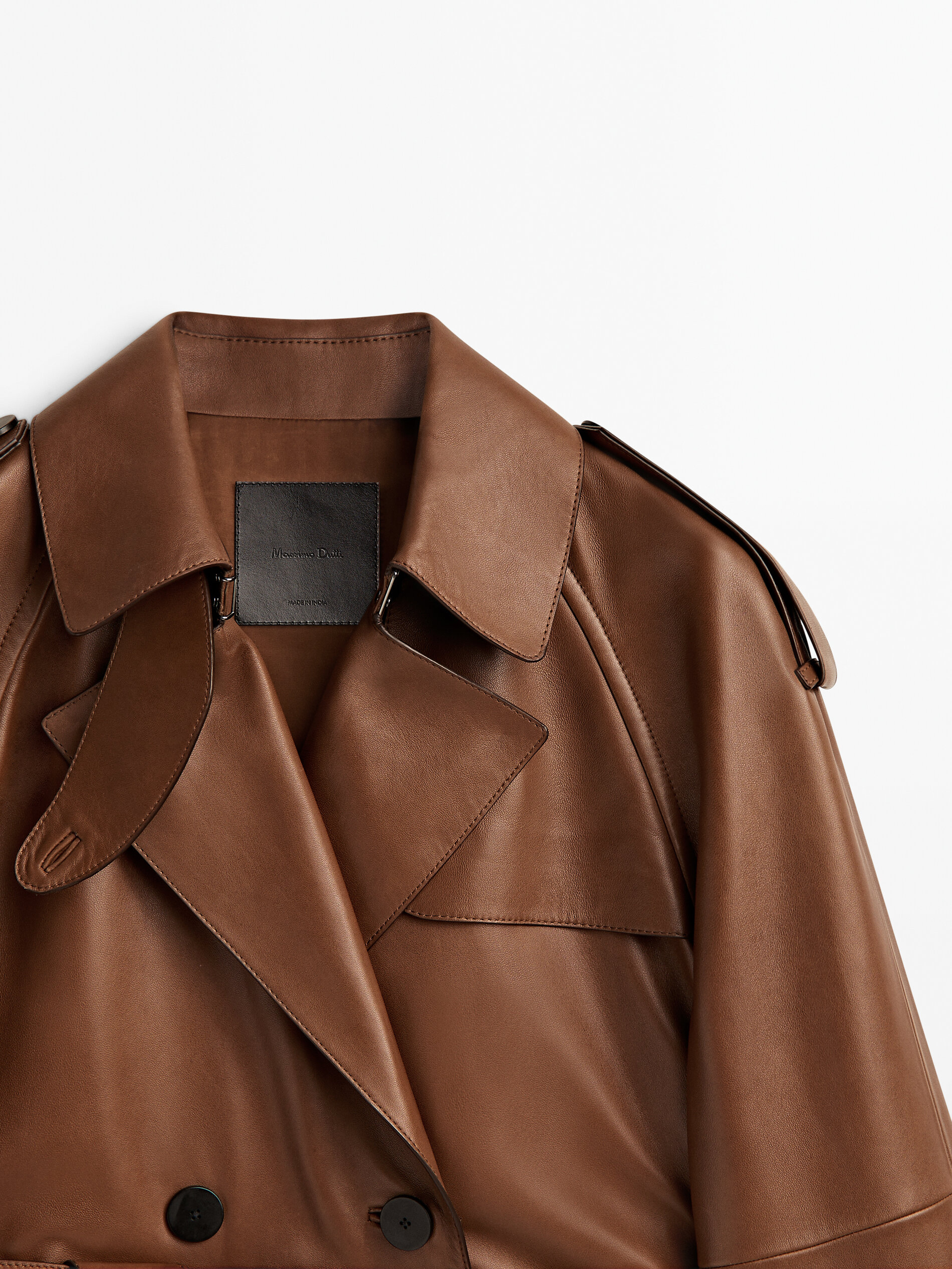 Nappa leather trench style coat with belt Leather Skirts