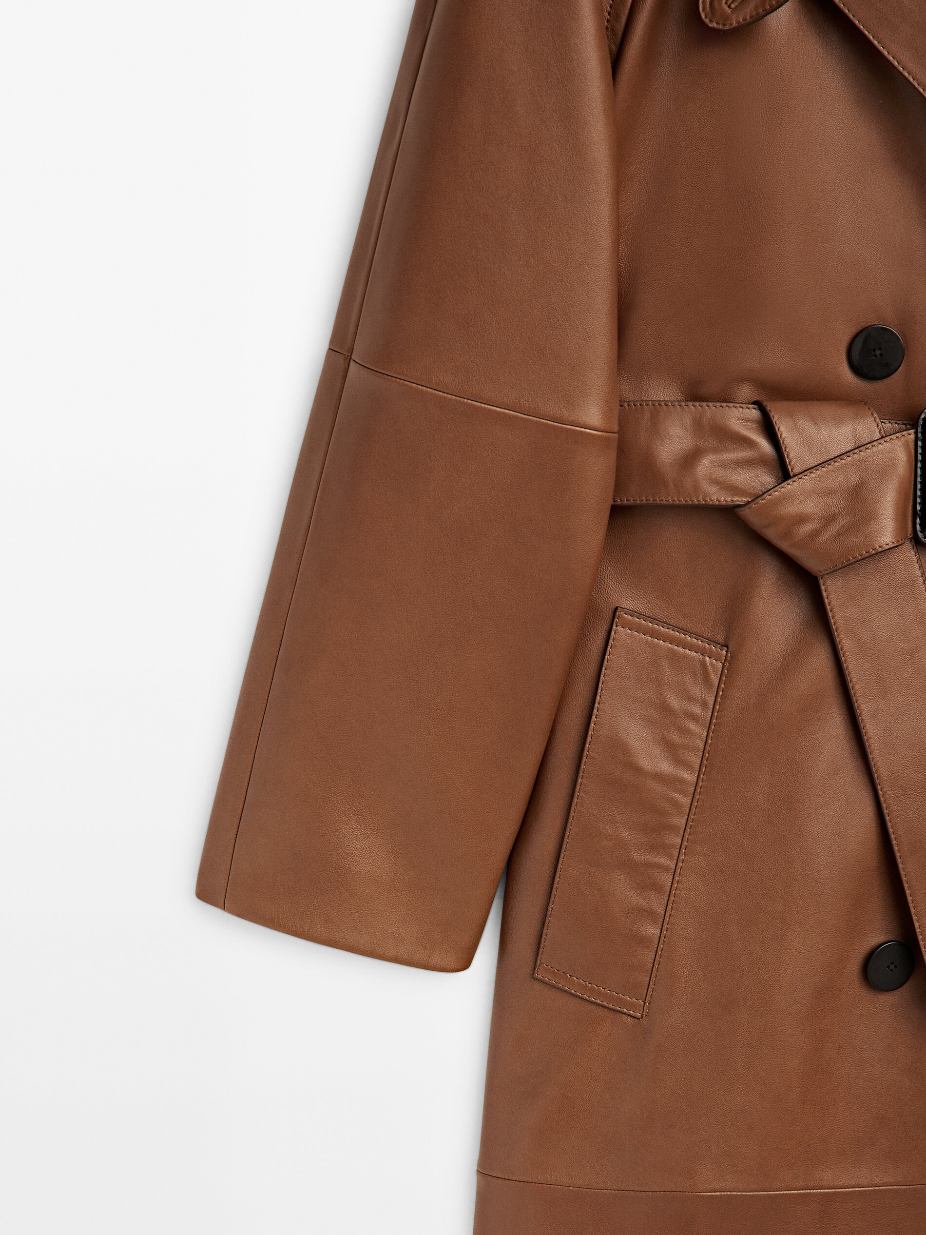 Massimo dutti leather trench outlet coat