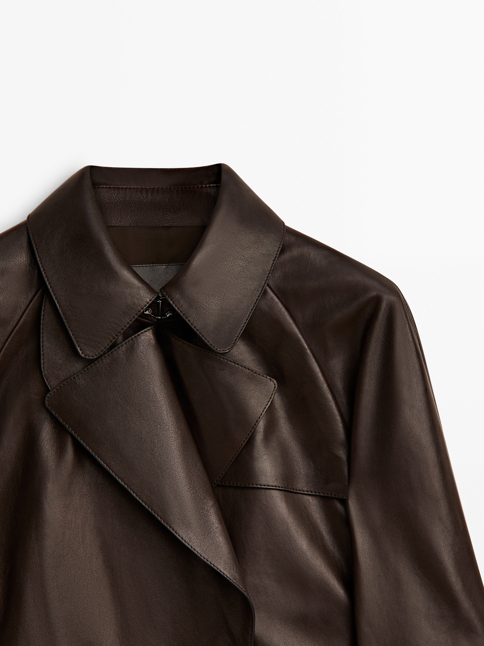 Nappa leather trench style coat with belt