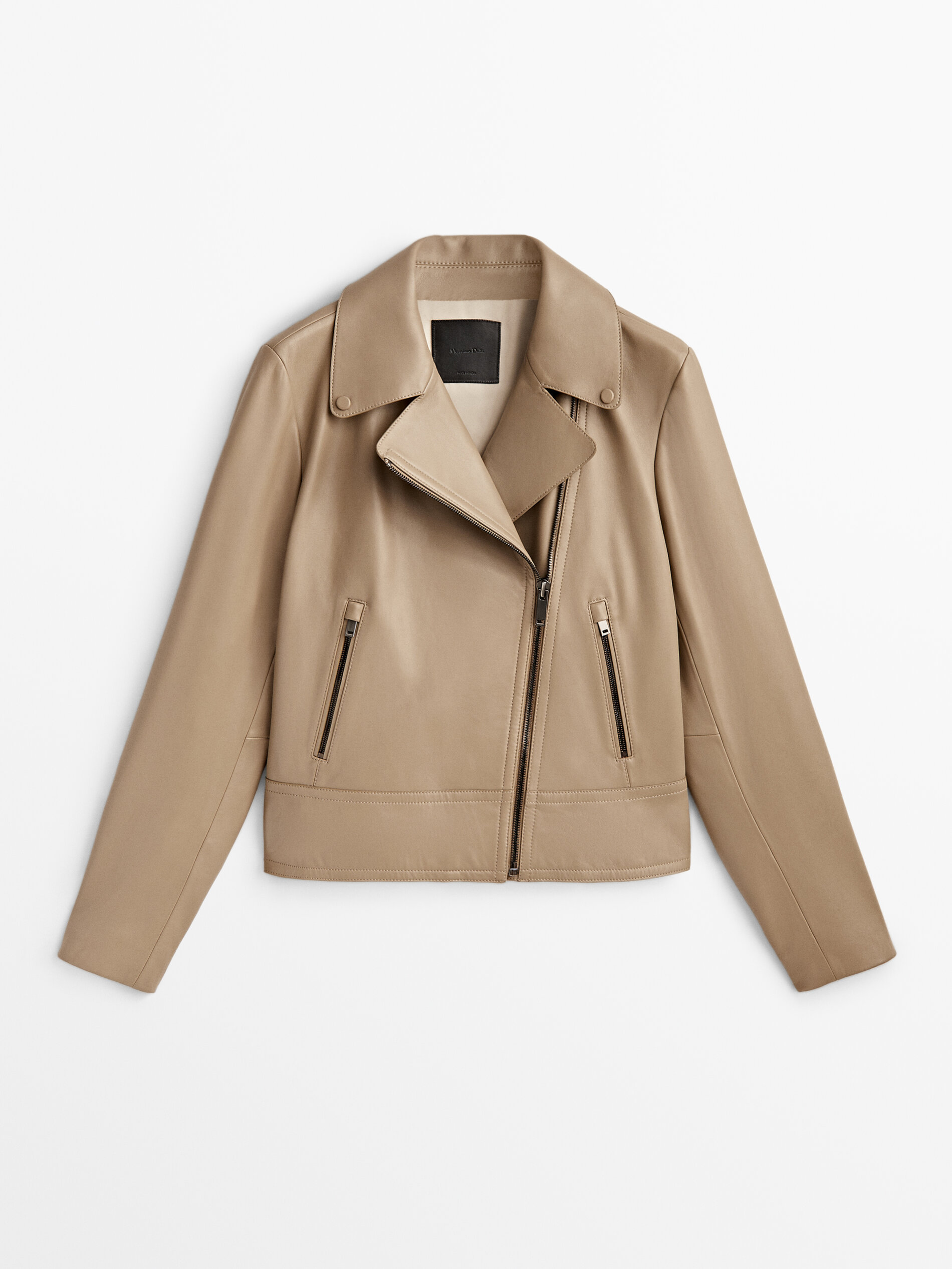 Massimo dutti hotsell tan leather jacket