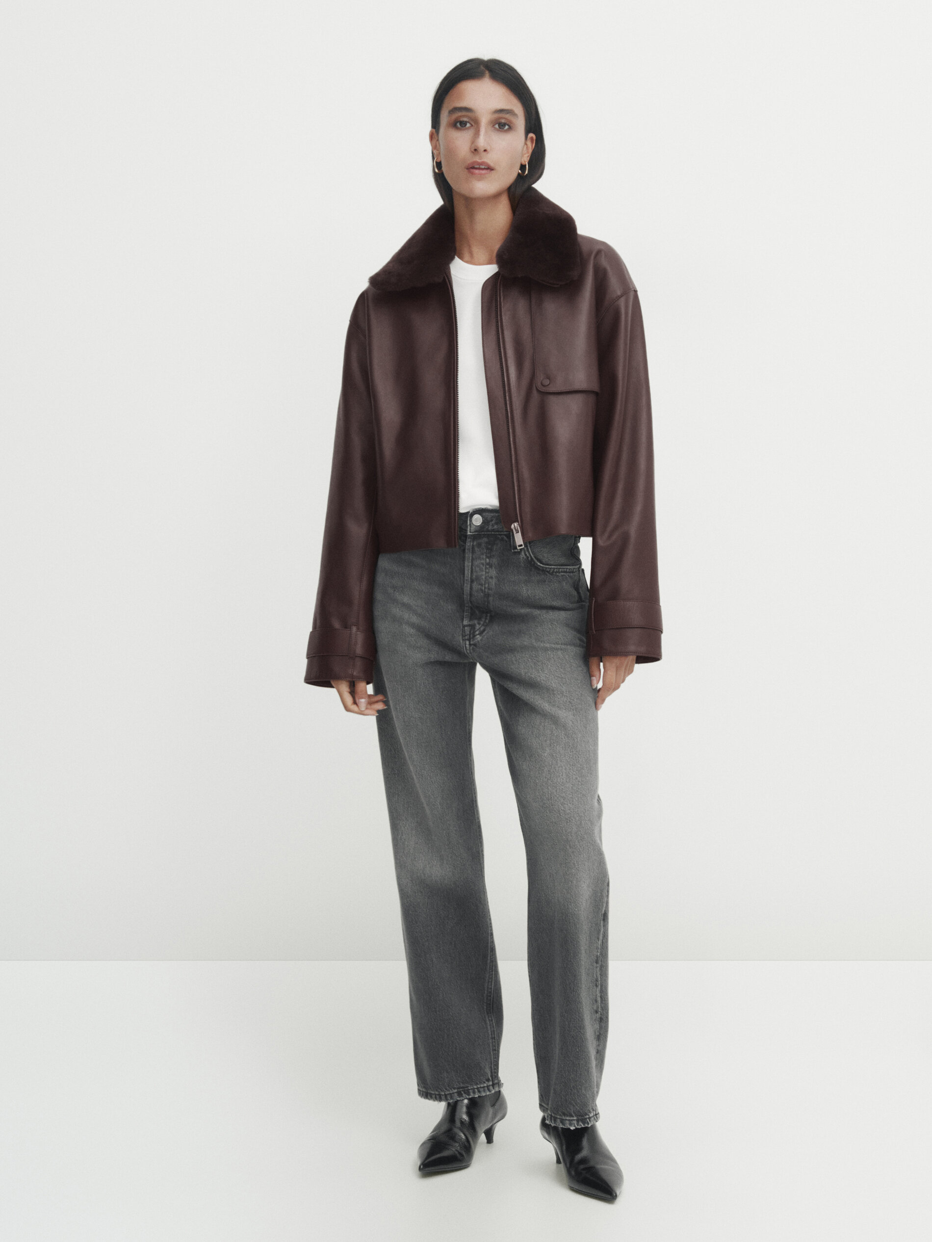 Cazadora piel napa cuello pelo