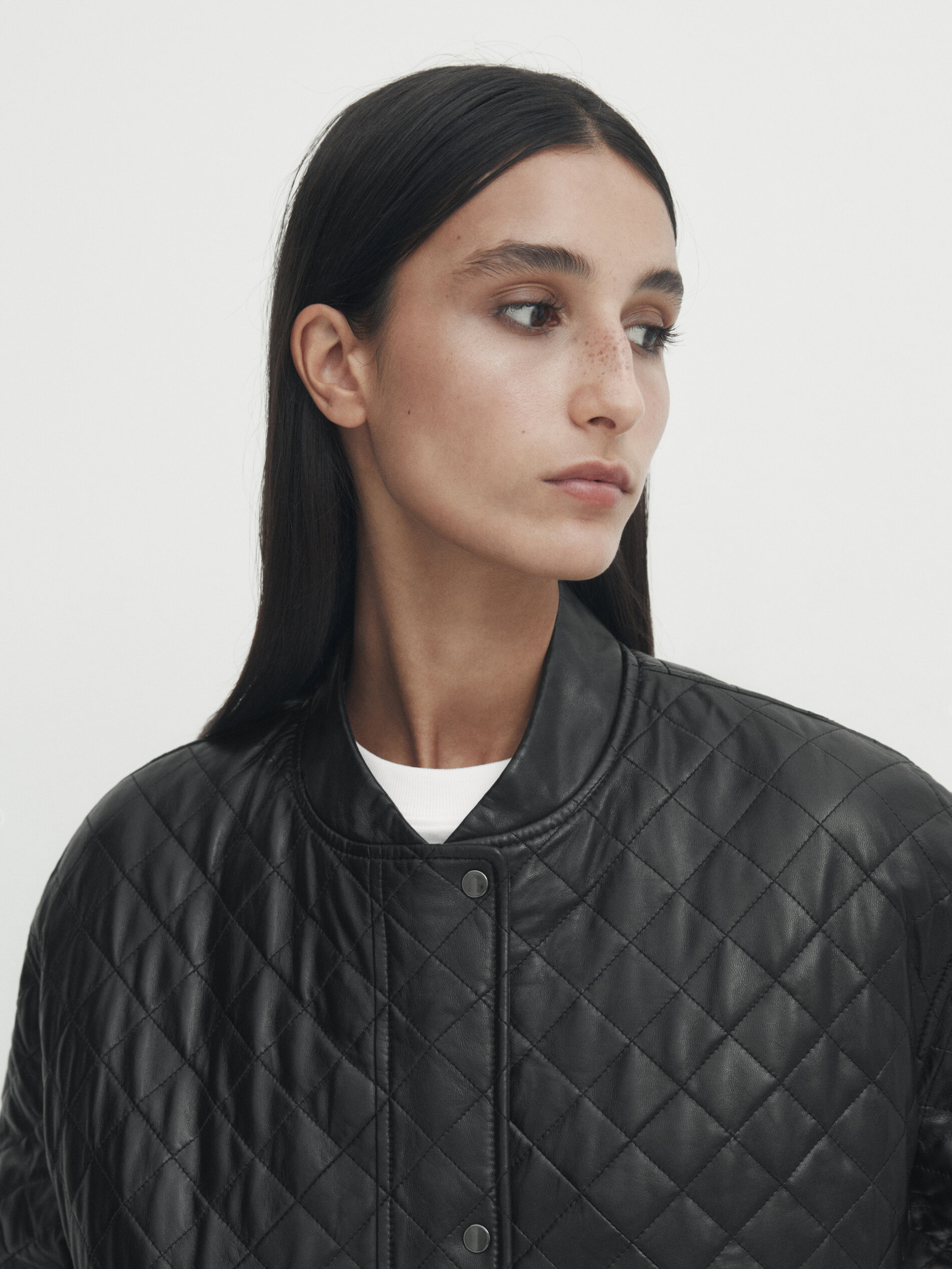 Quilted nappa leather bomber jacket