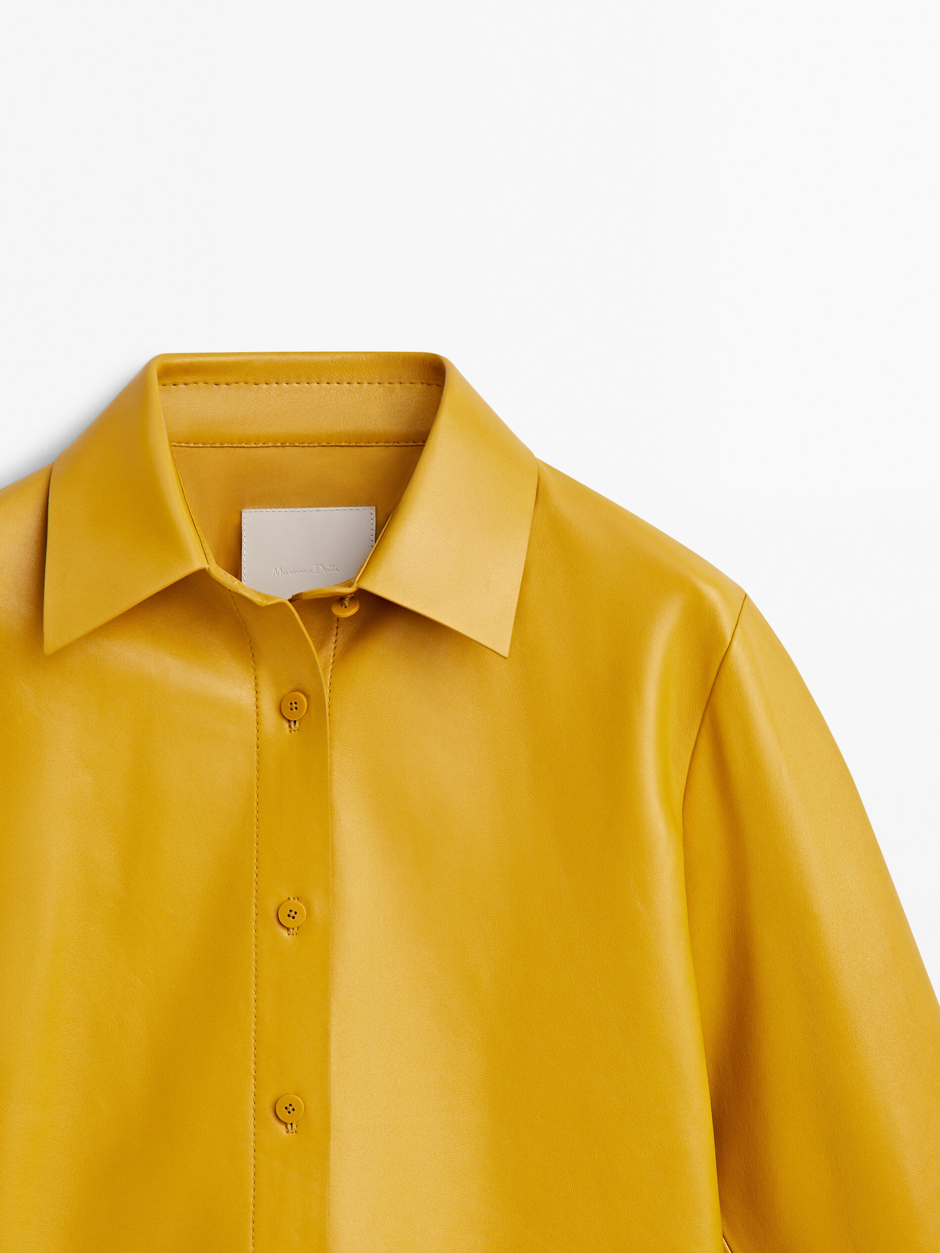 Yellow leather shirt sale