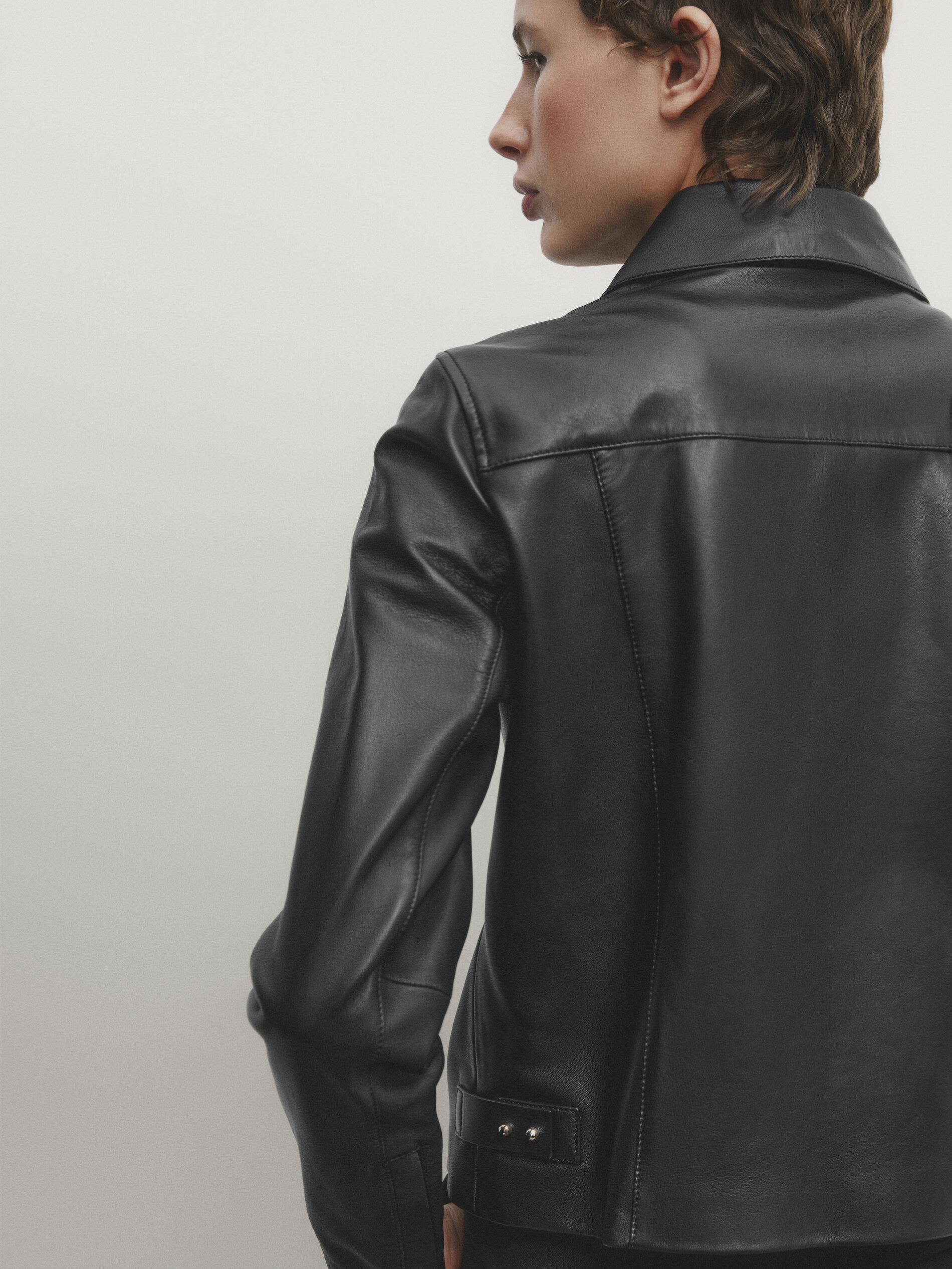 Massimo dutti leather on sale shirt