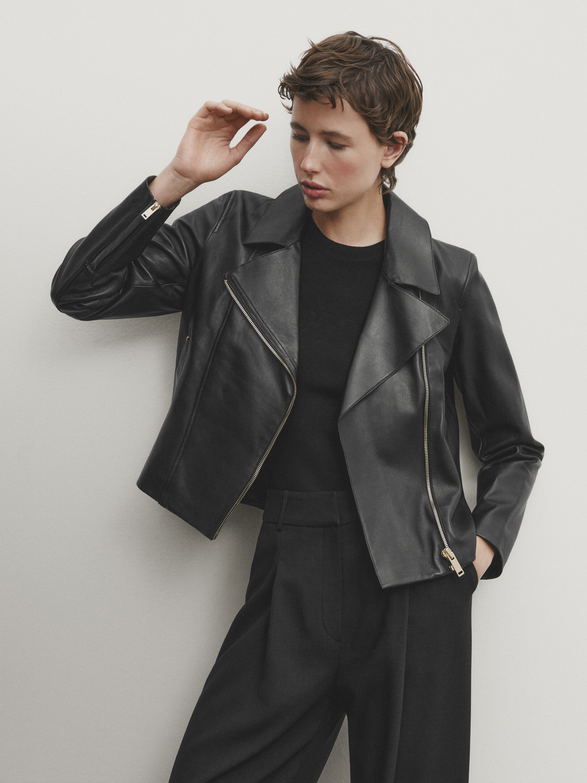 Nappa leather biker jacket