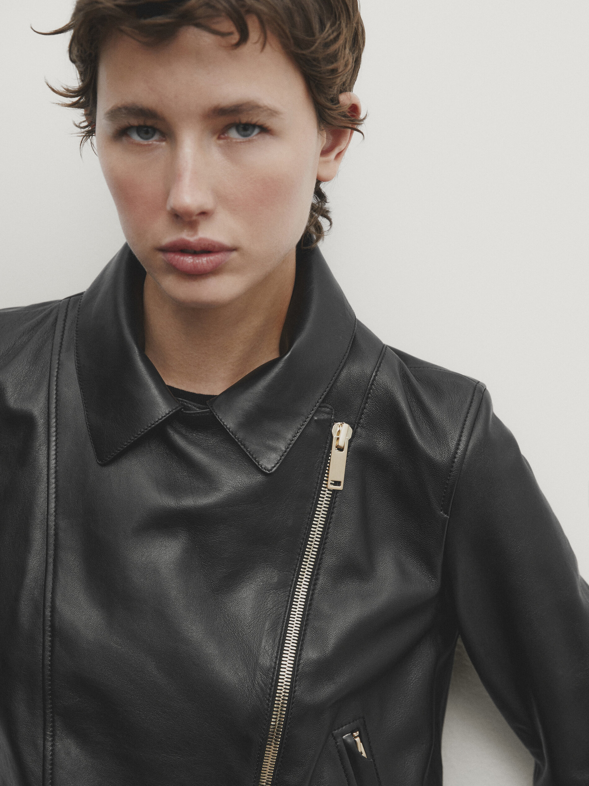 Massimo dutti deals black leather jacket