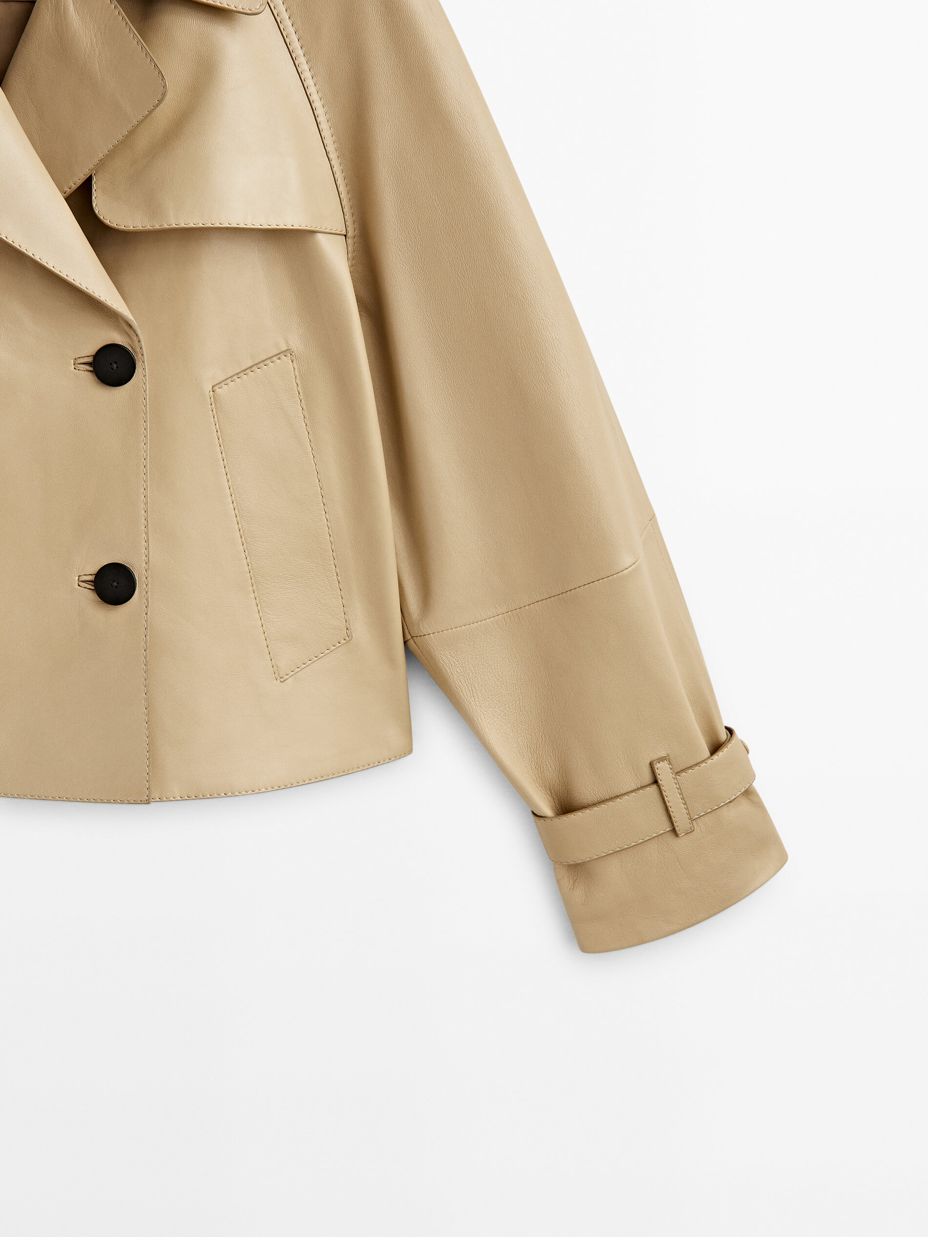 Cropped nappa leather trench coat