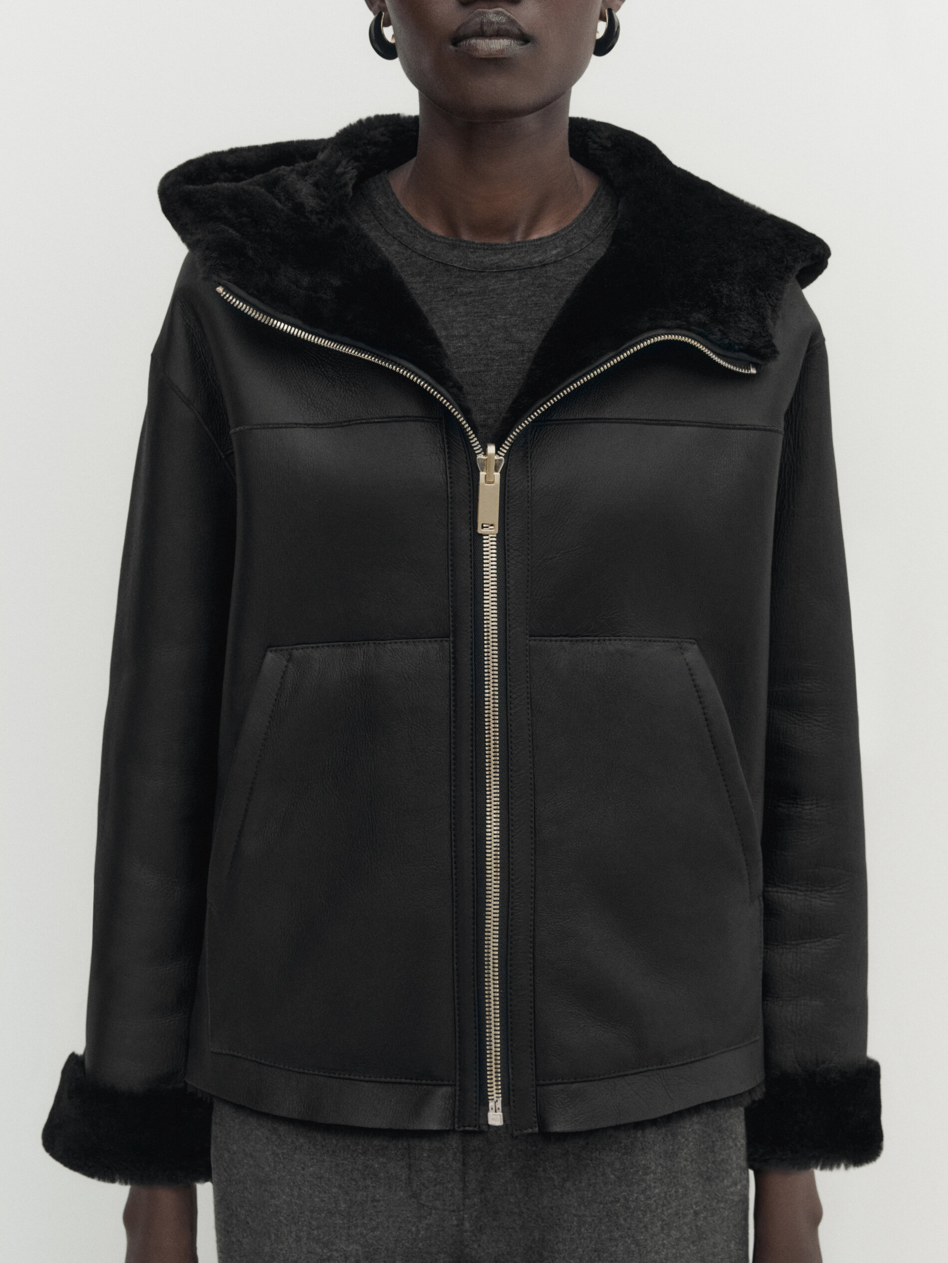 Massimo dutti on sale shearling jacket