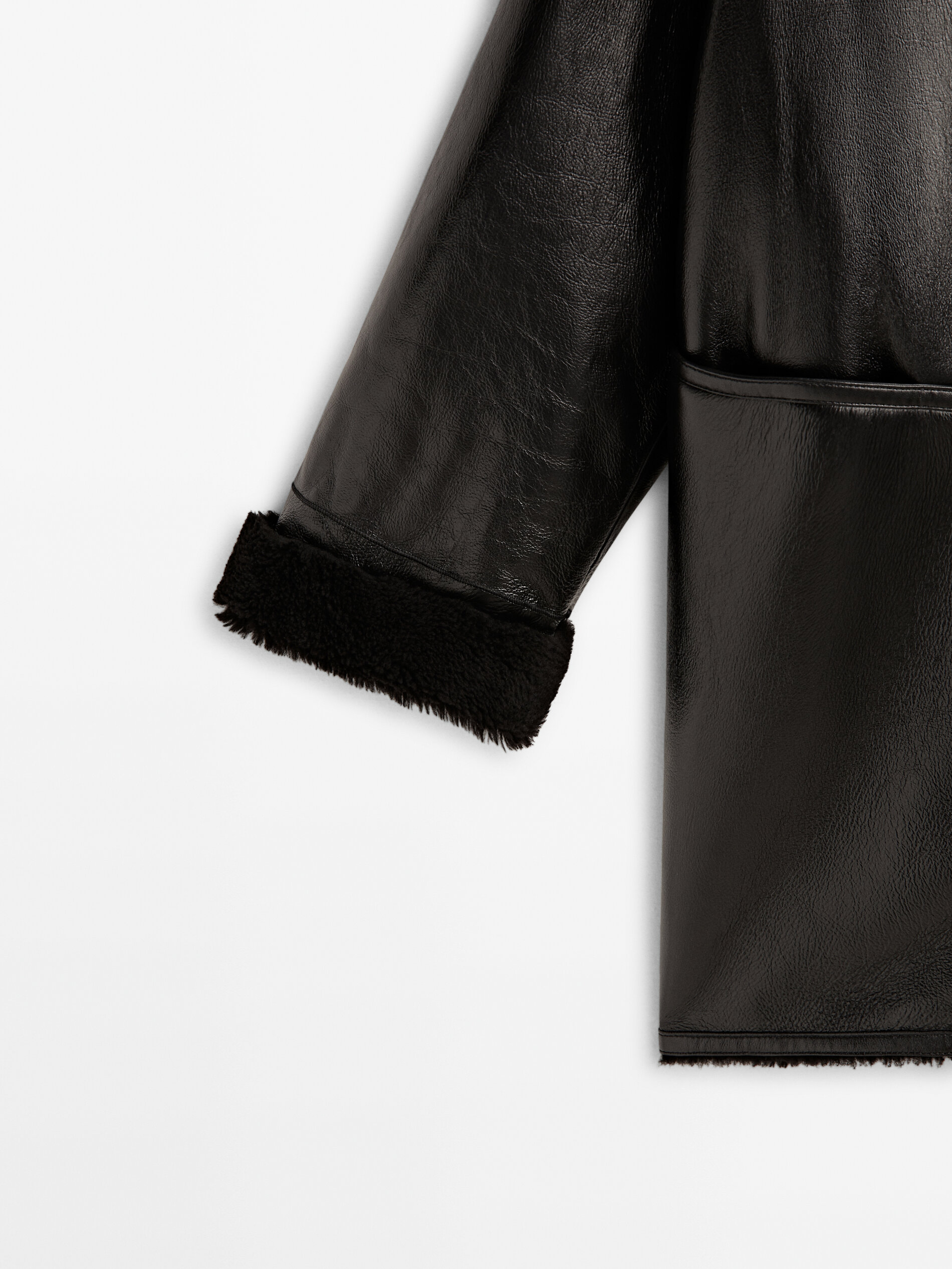 Black mouton coat with zip Black Skirts Massimo Dutti