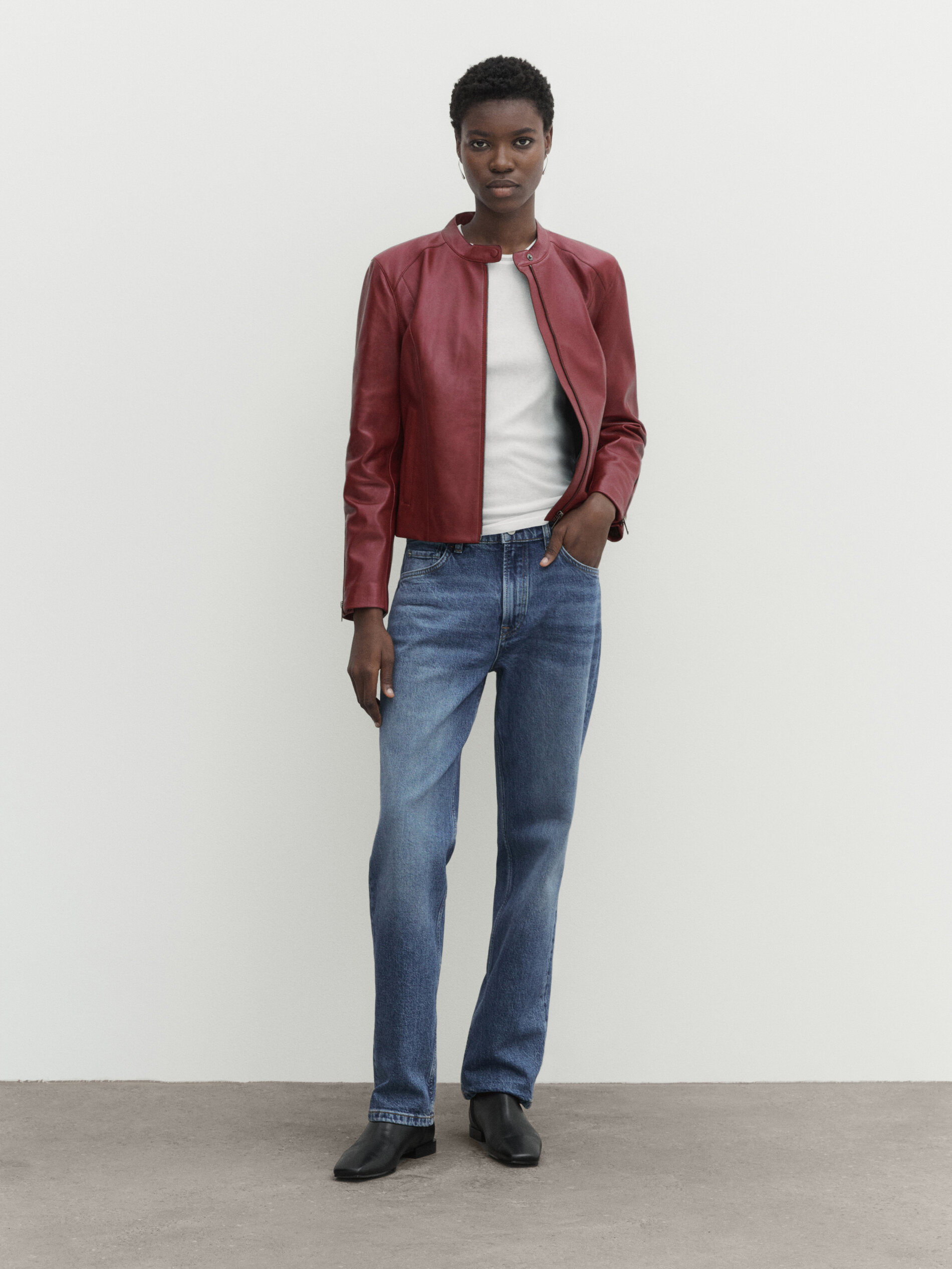 Dark pink 2025 leather jacket