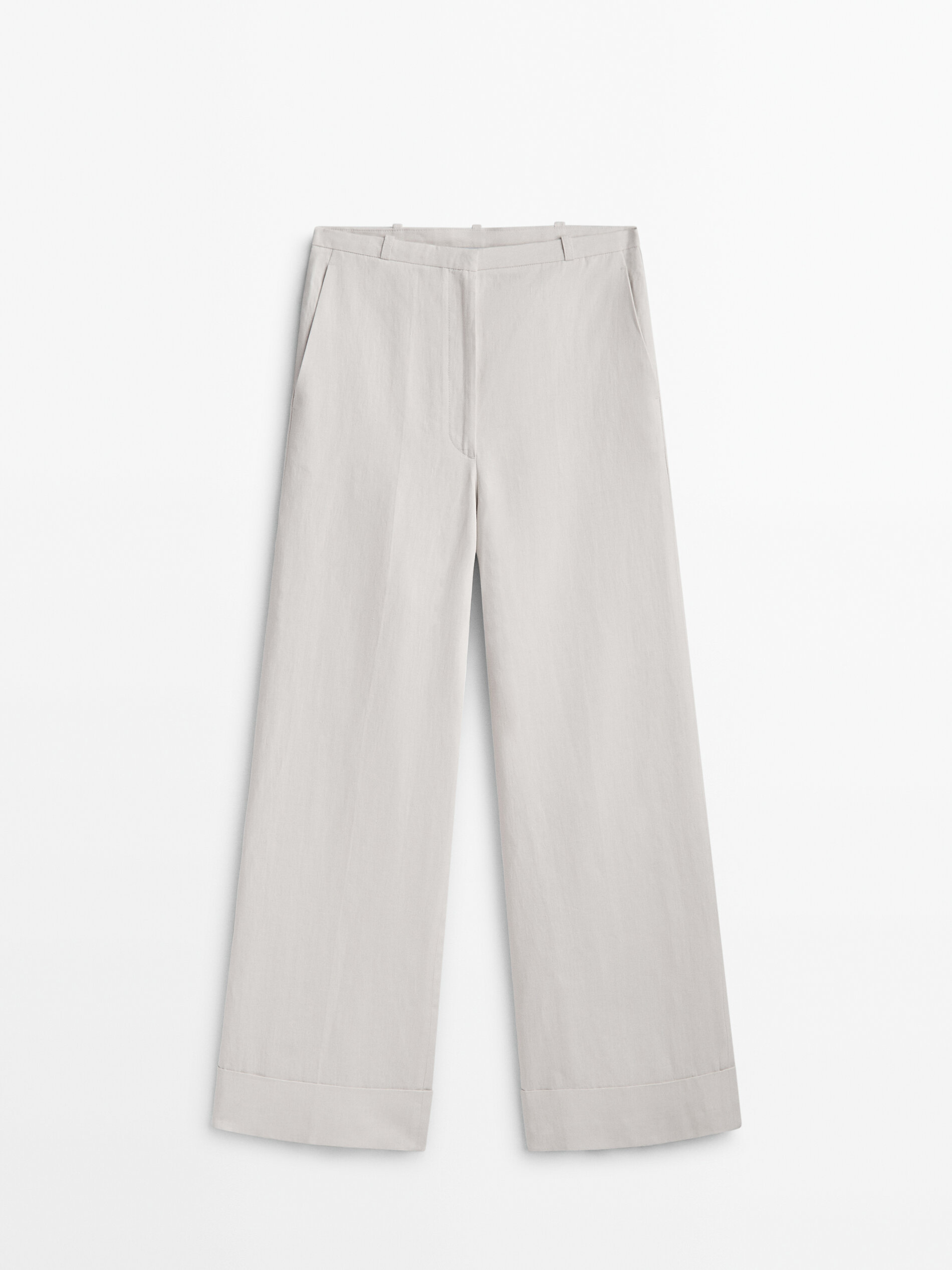 Pantal n 100 lino encerado Blanco Roto Pantal n Massimo Dutti