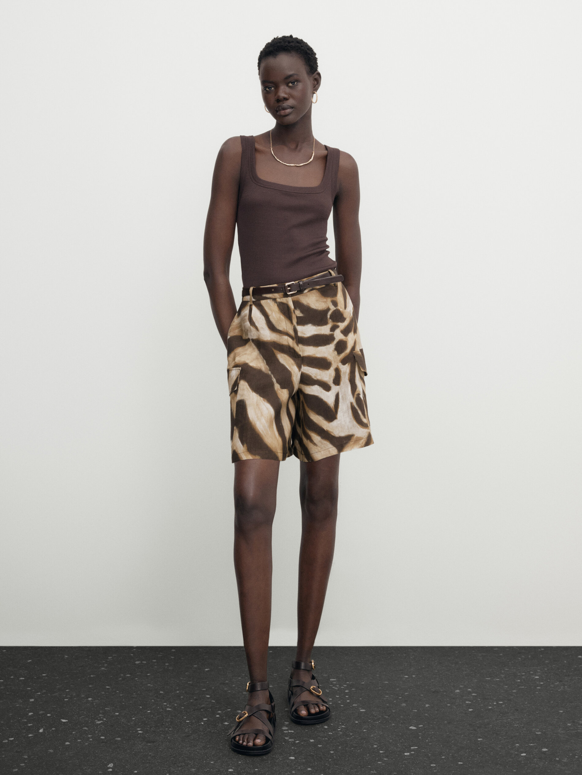 Zara animal print bermuda shorts sales
