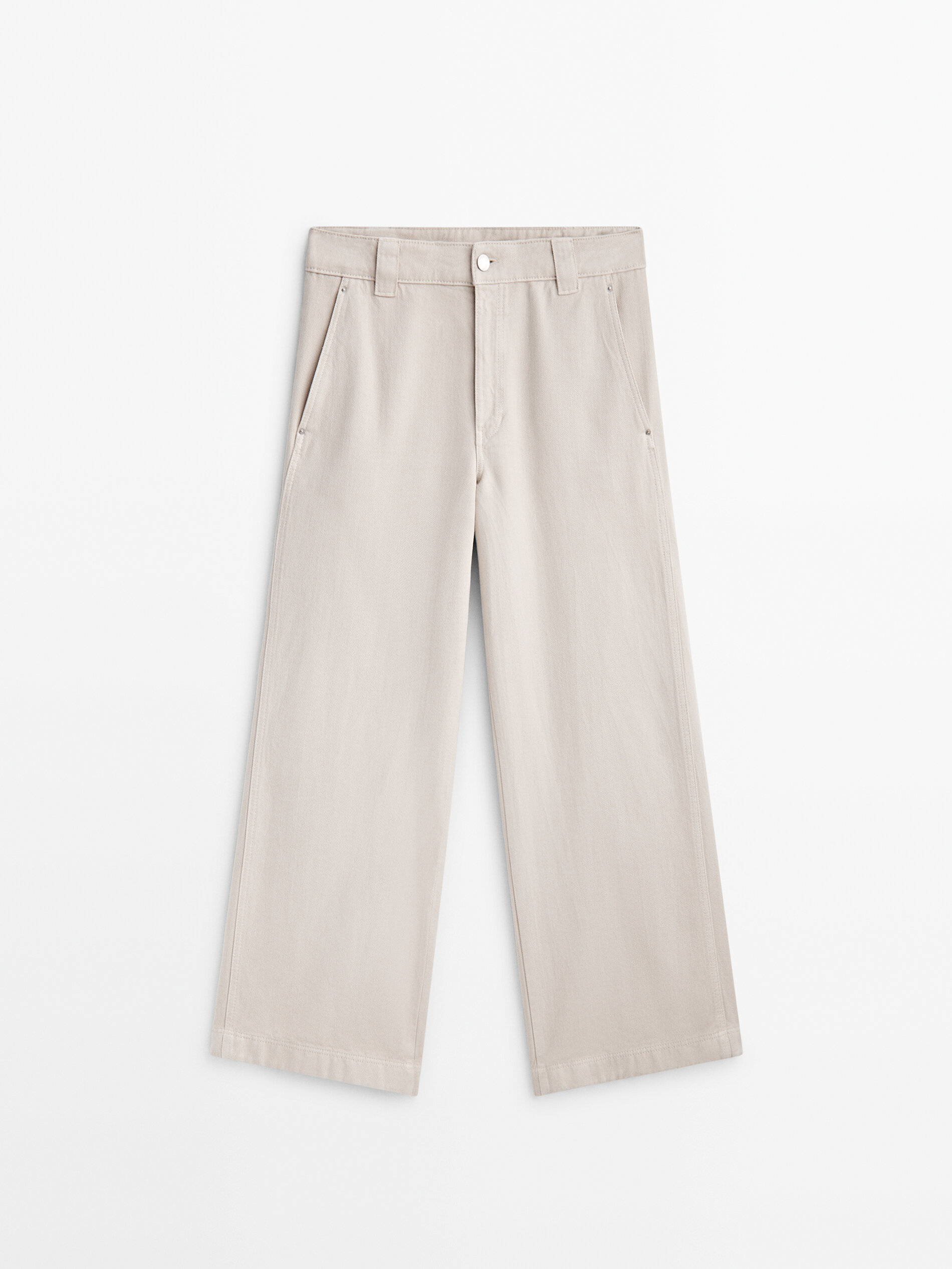 Beige wide new arrivals leg cropped pants