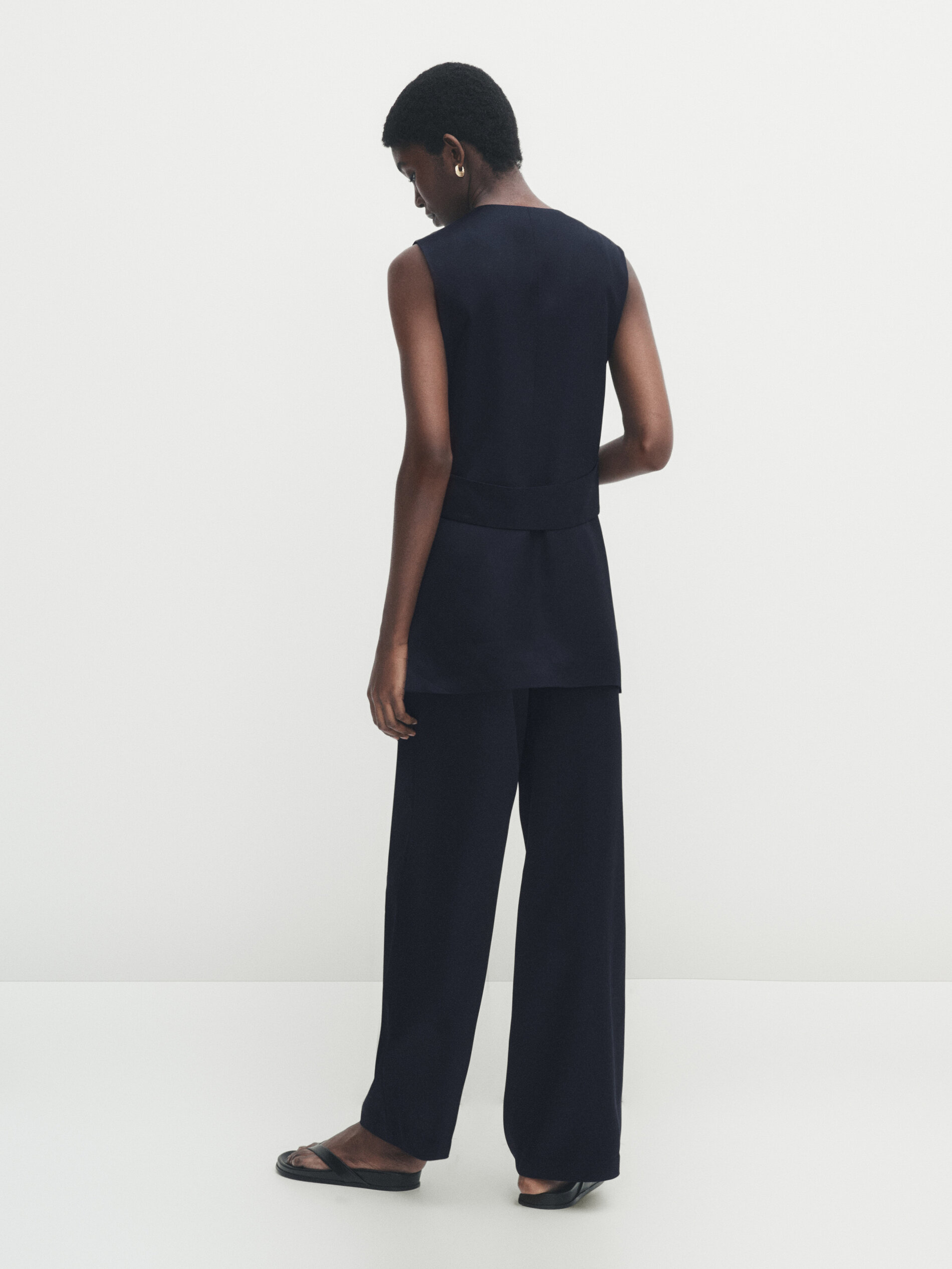 Navy blue straight deals leg ladies trousers
