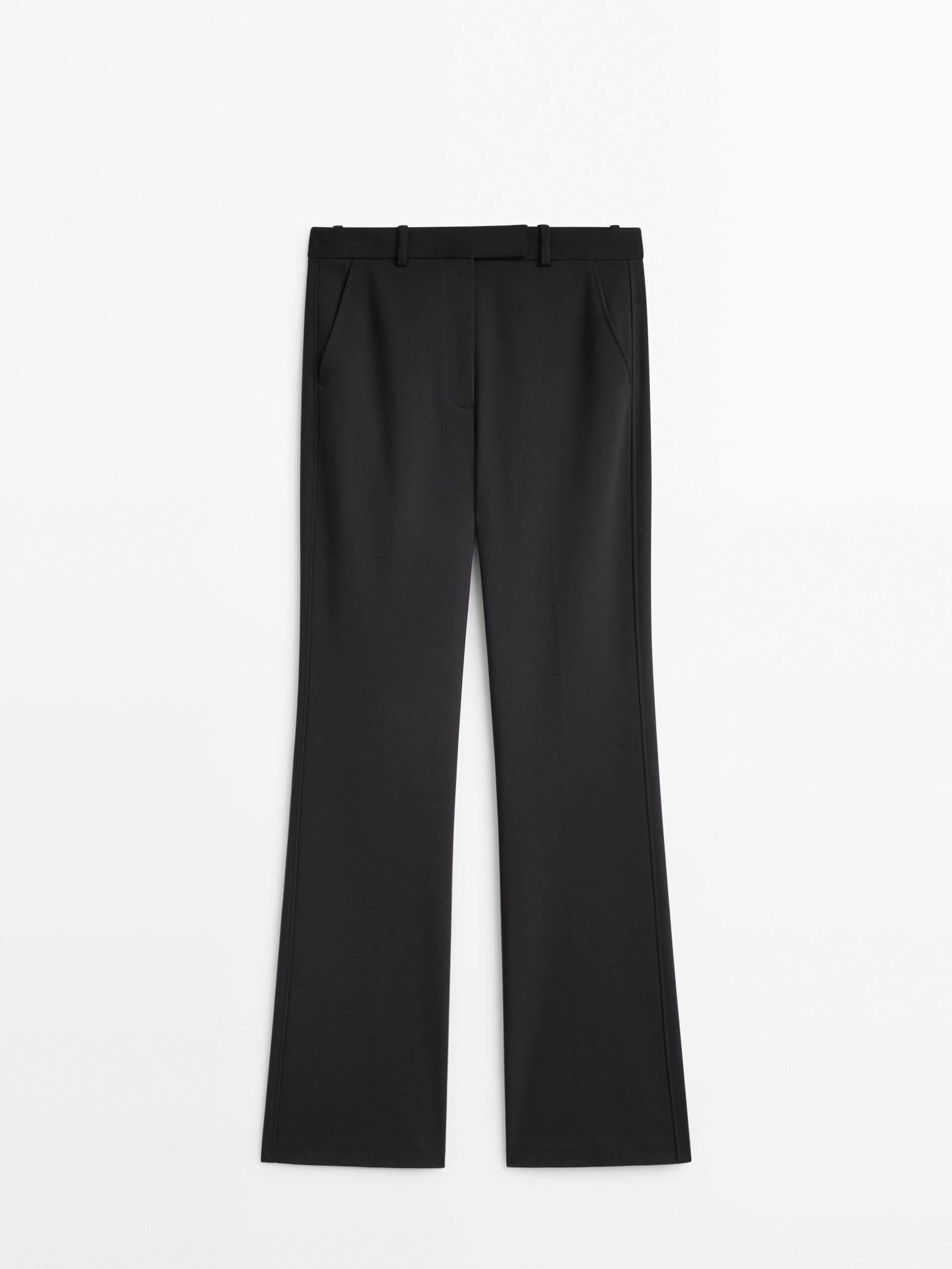 Technical flared trousers Navy Blue Black Dressy Massimo Dutti