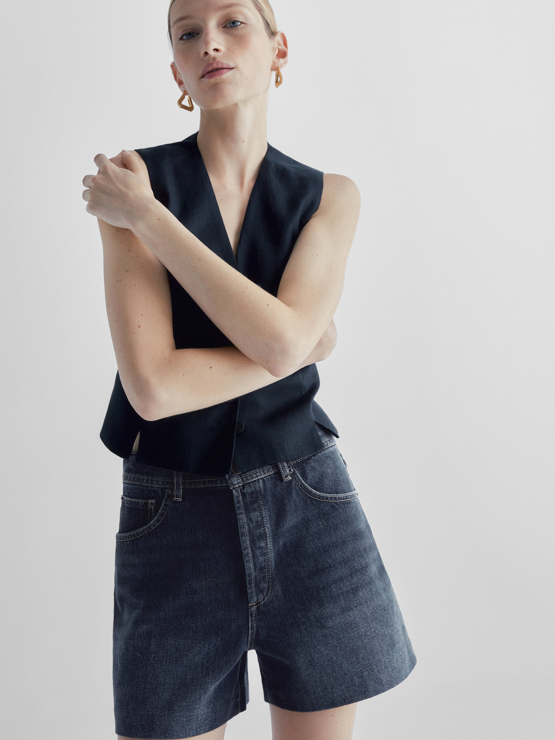 Tailored best sale denim shorts