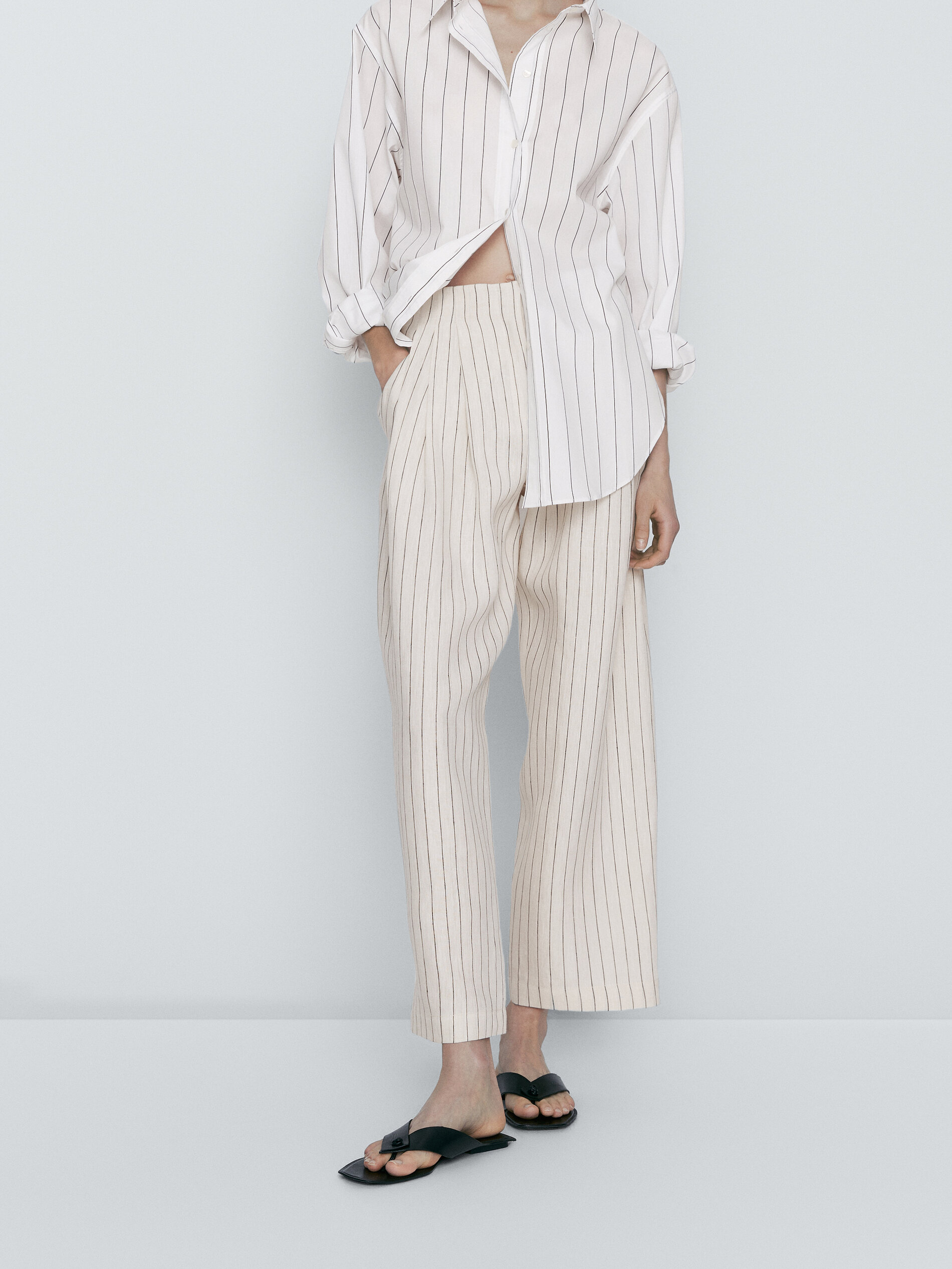 Striped linen sale trousers uk