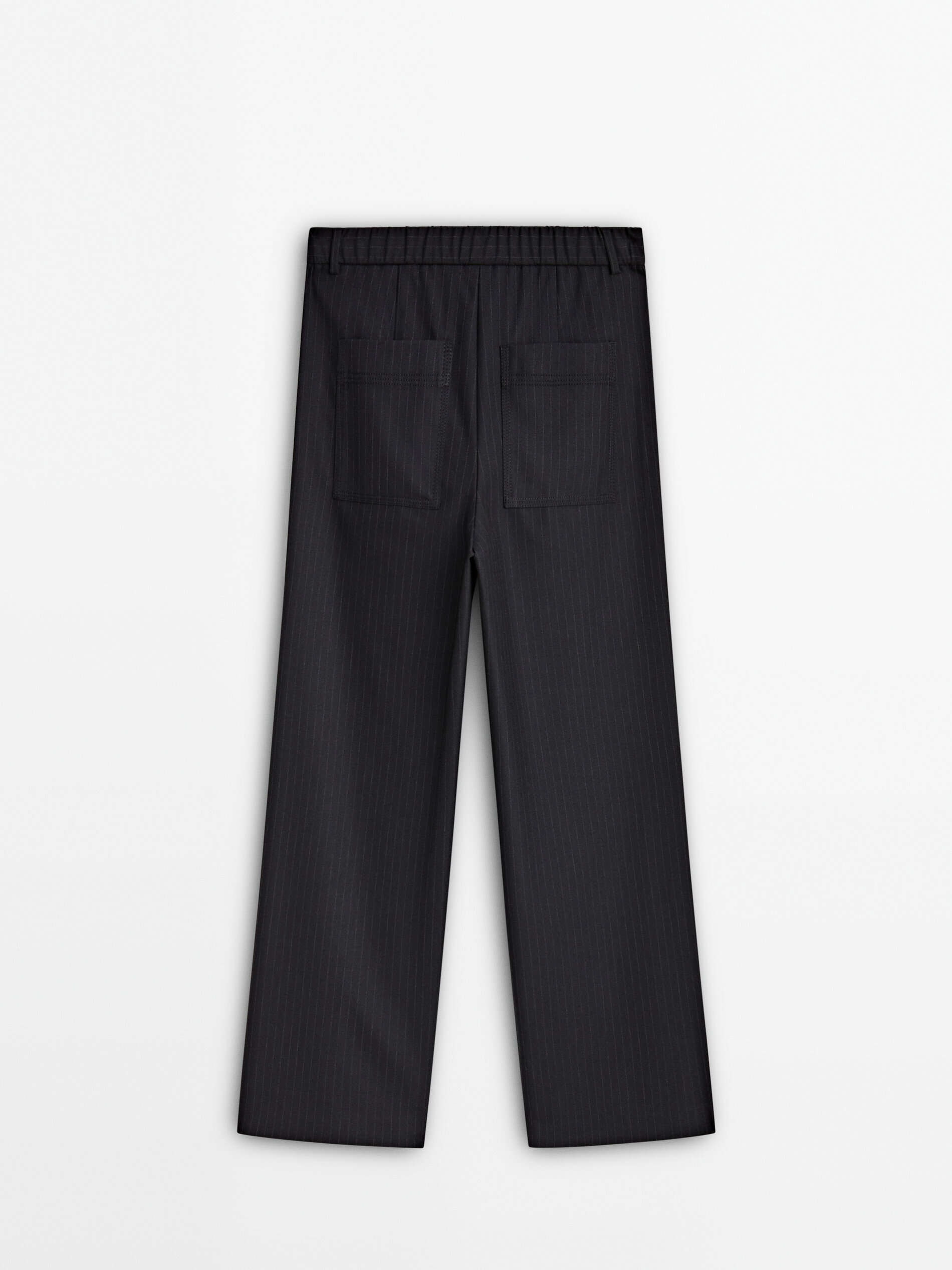 Darted pinstripe jogger trousers Black Grey Dressy Massimo