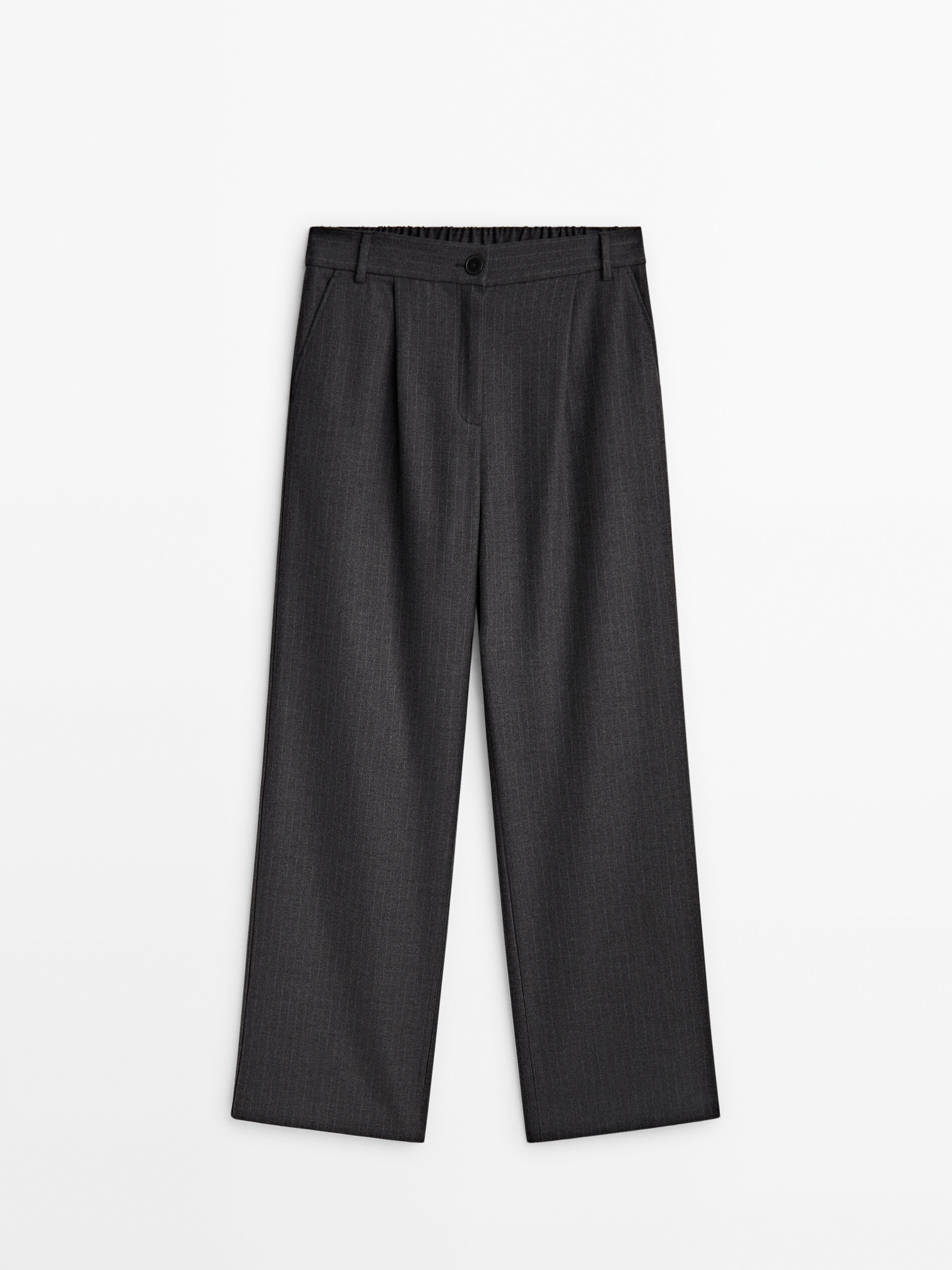 Darted pinstripe jogger trousers Grey Dressy Massimo Dutti