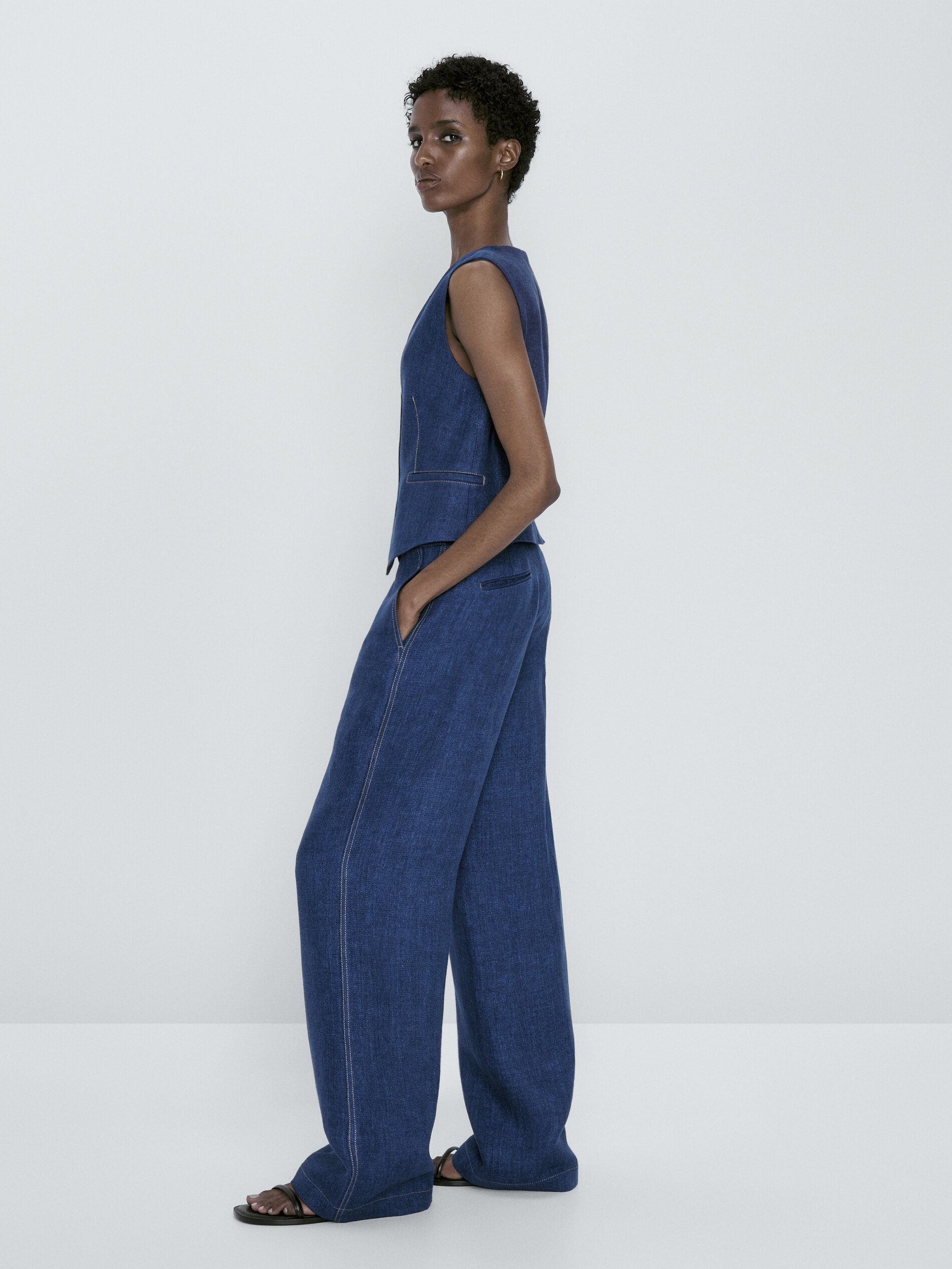Linen sales flared trousers