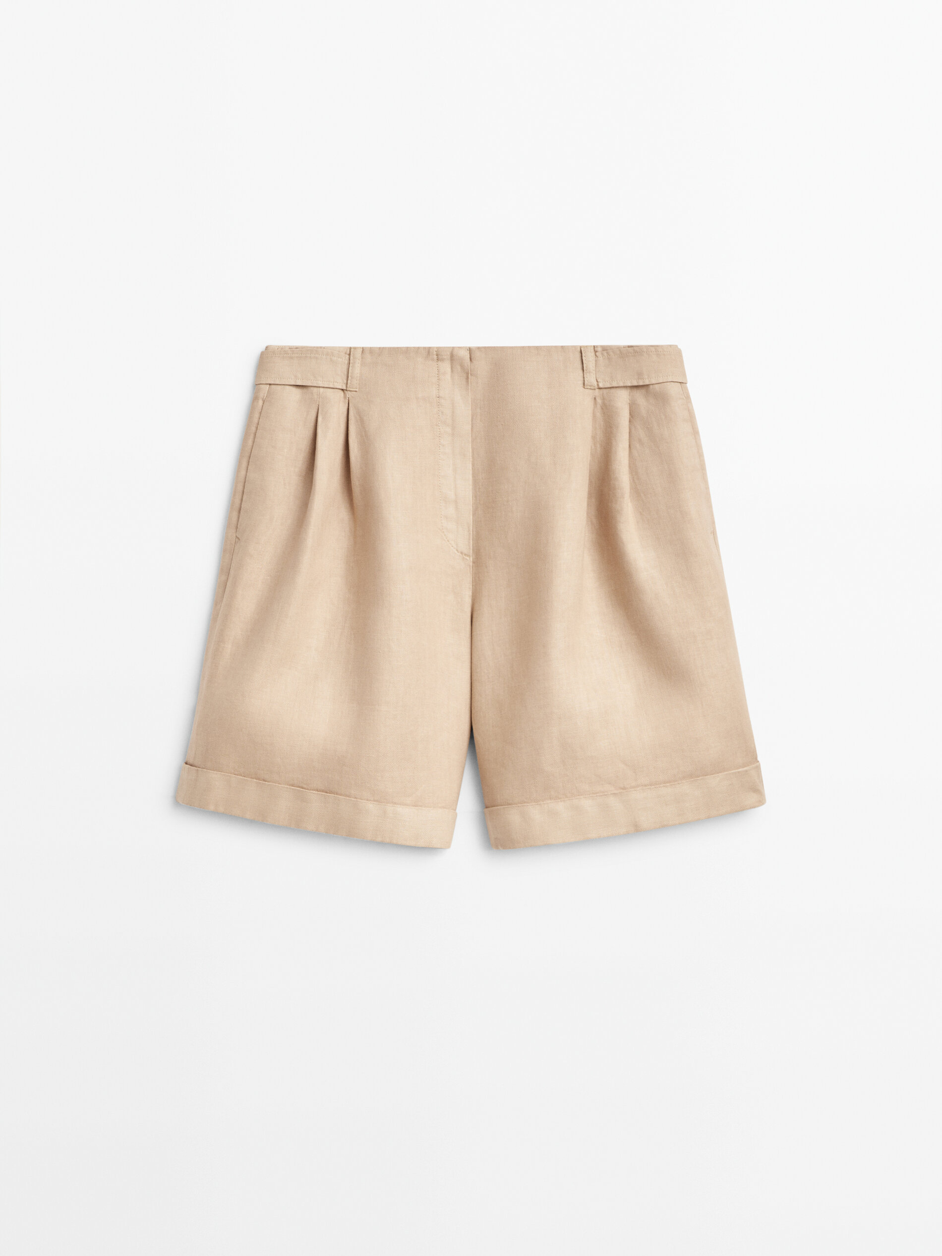 100 linen Bermuda shorts Ochre Dressy Massimo Dutti