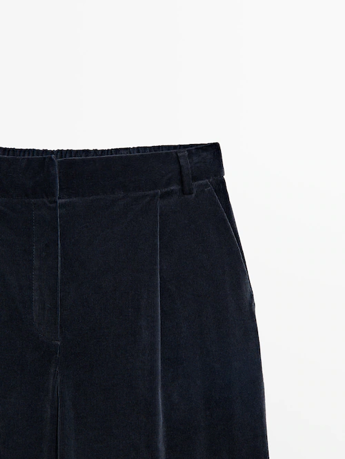 Gerade geschnittene Microcord-Hose mit Stretchbund Beige, · · Dunkelgrün Marineblau, Dutti Massimo | Röcke