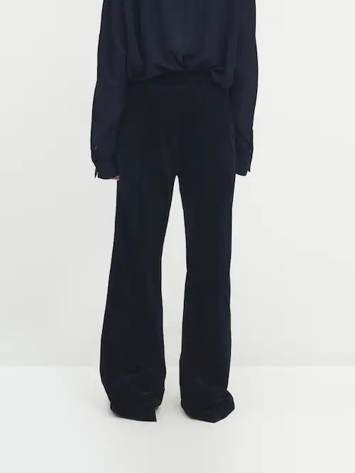 Gerade geschnittene Microcord-Hose mit Stretchbund | · Dunkelgrün Röcke Beige, Massimo Dutti Marineblau, ·